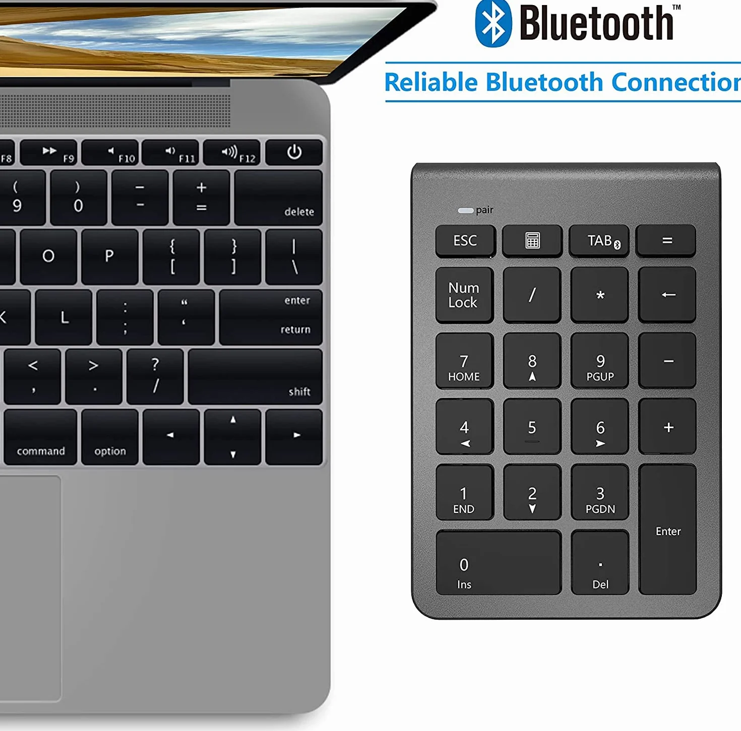 Tastierino Numerico Bluetooth, Tastierino Numerico Bluetooth 22 Tasti, Estensione per Tastiera per Contabilità e Inserimento Dati, Tastierino per Laptop, Notebook, PC e Desktop
