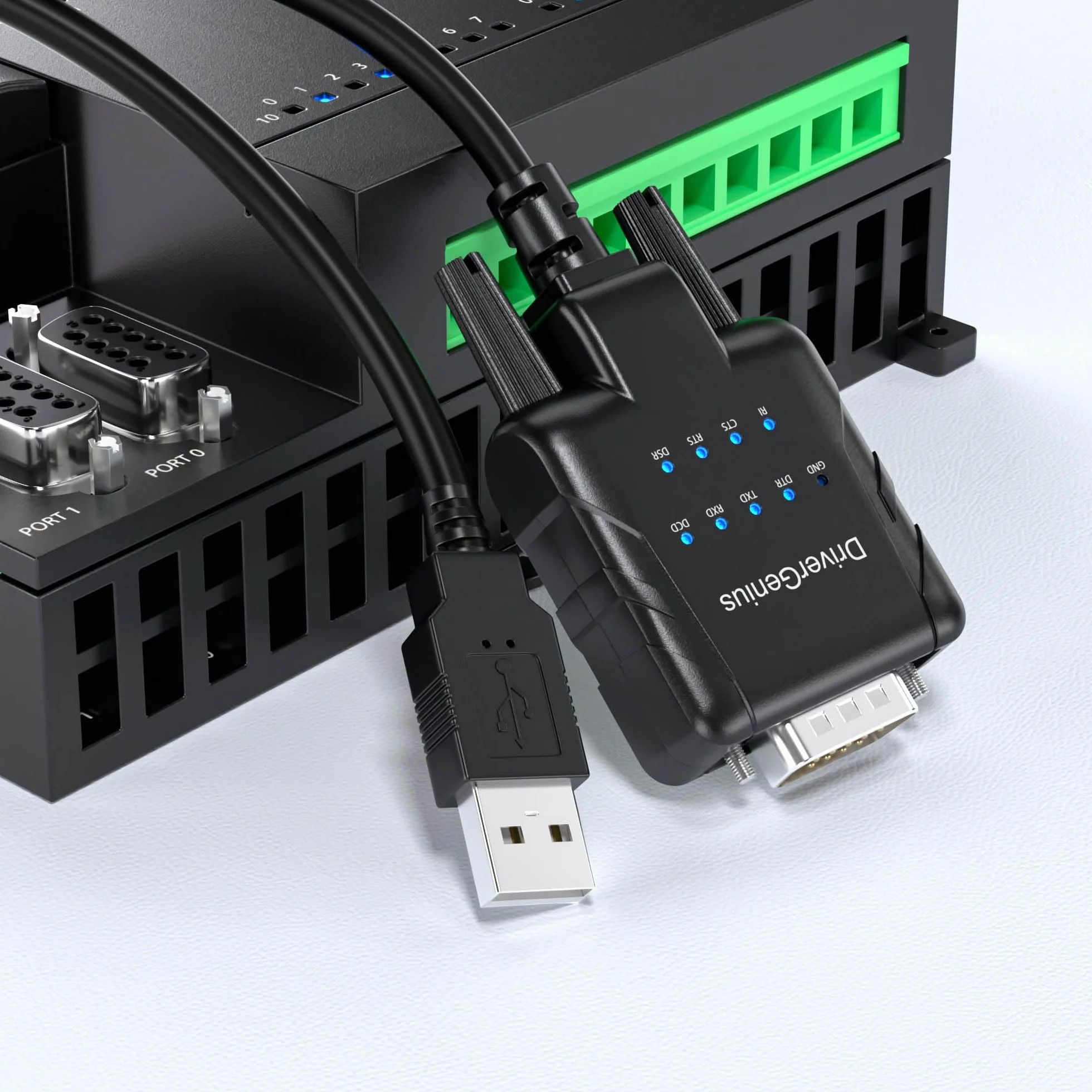 DriverGenius SerialPulseX Adattatore USB a Seriale RS232 con 9 LEDs per Comunicazione Automatica Windows 11 macOS Linux