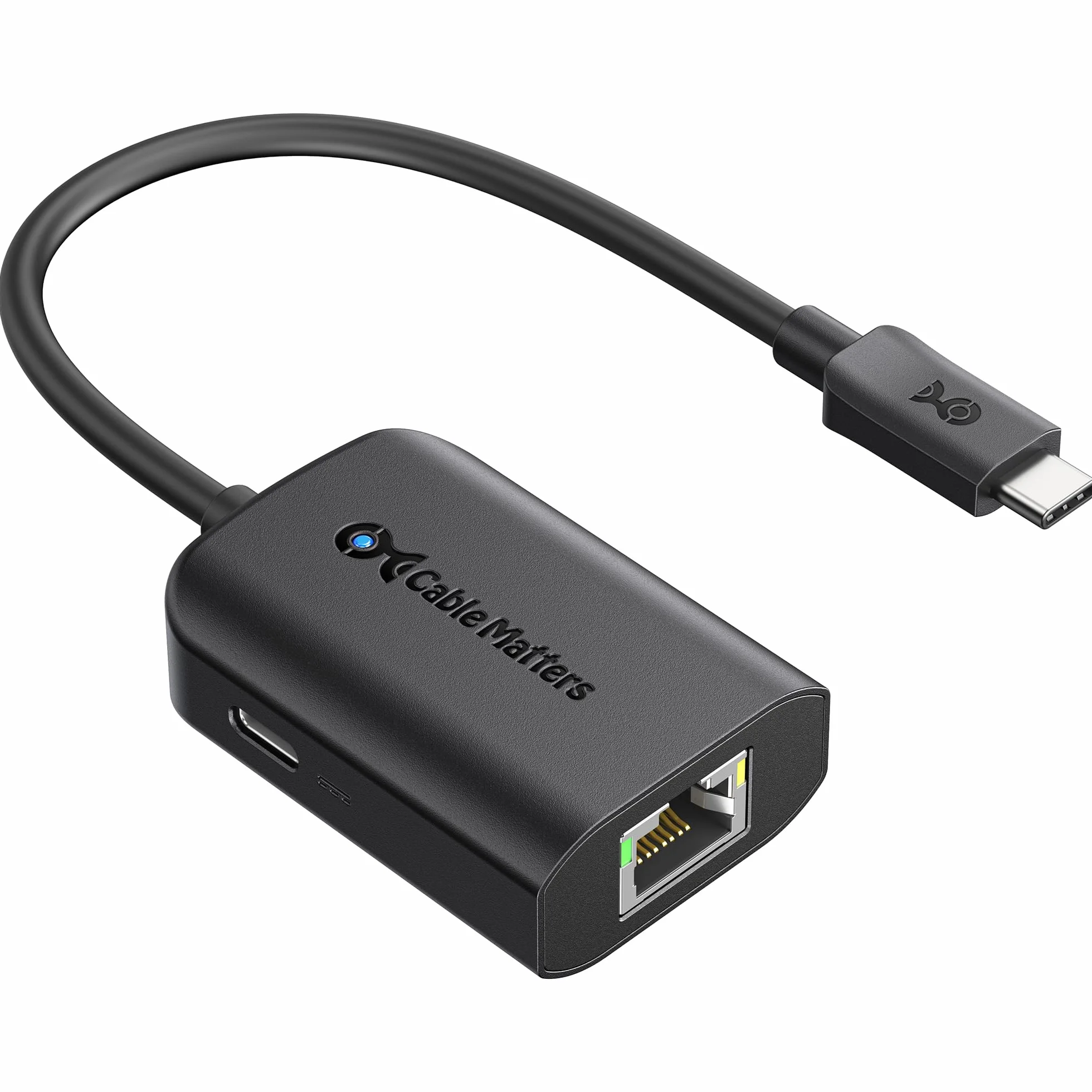 Cable Matters Adattatore da USB C a Gigabit Ethernet con ricarica da 100 W - Velocità Ethernet cablata fino a 480 Mbps per Chromecast con Google TV (versione Google TV Chromecast 2020), laptop e altro
