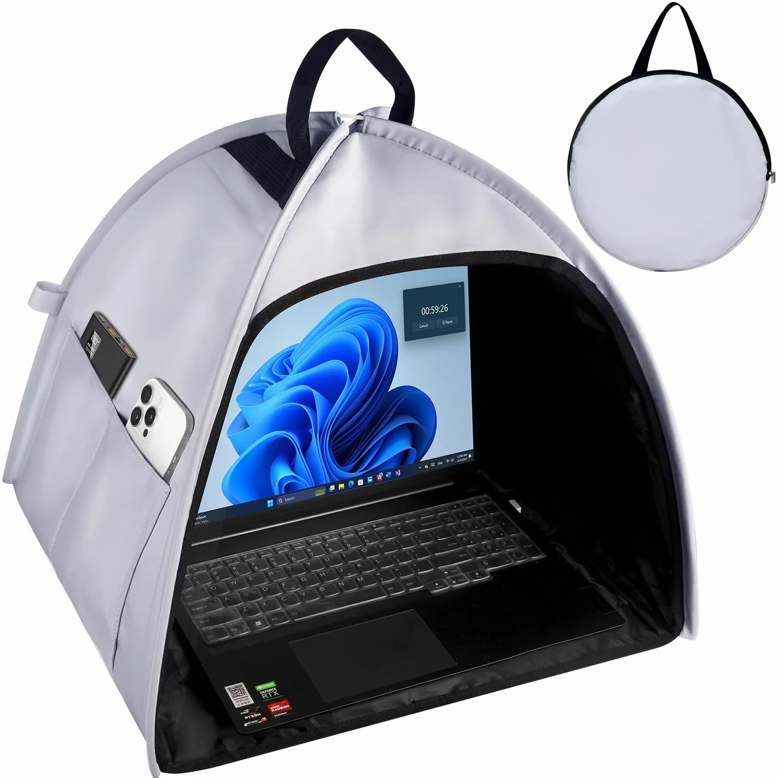 HoYiXi Parasole universale per computer portatile, pieghevole, per lavoro, viaggi e attività all'aperto, per 13-16 pollice Macbook/Hp/Dell/Acer/Asus PC laptop sun shade,grigio