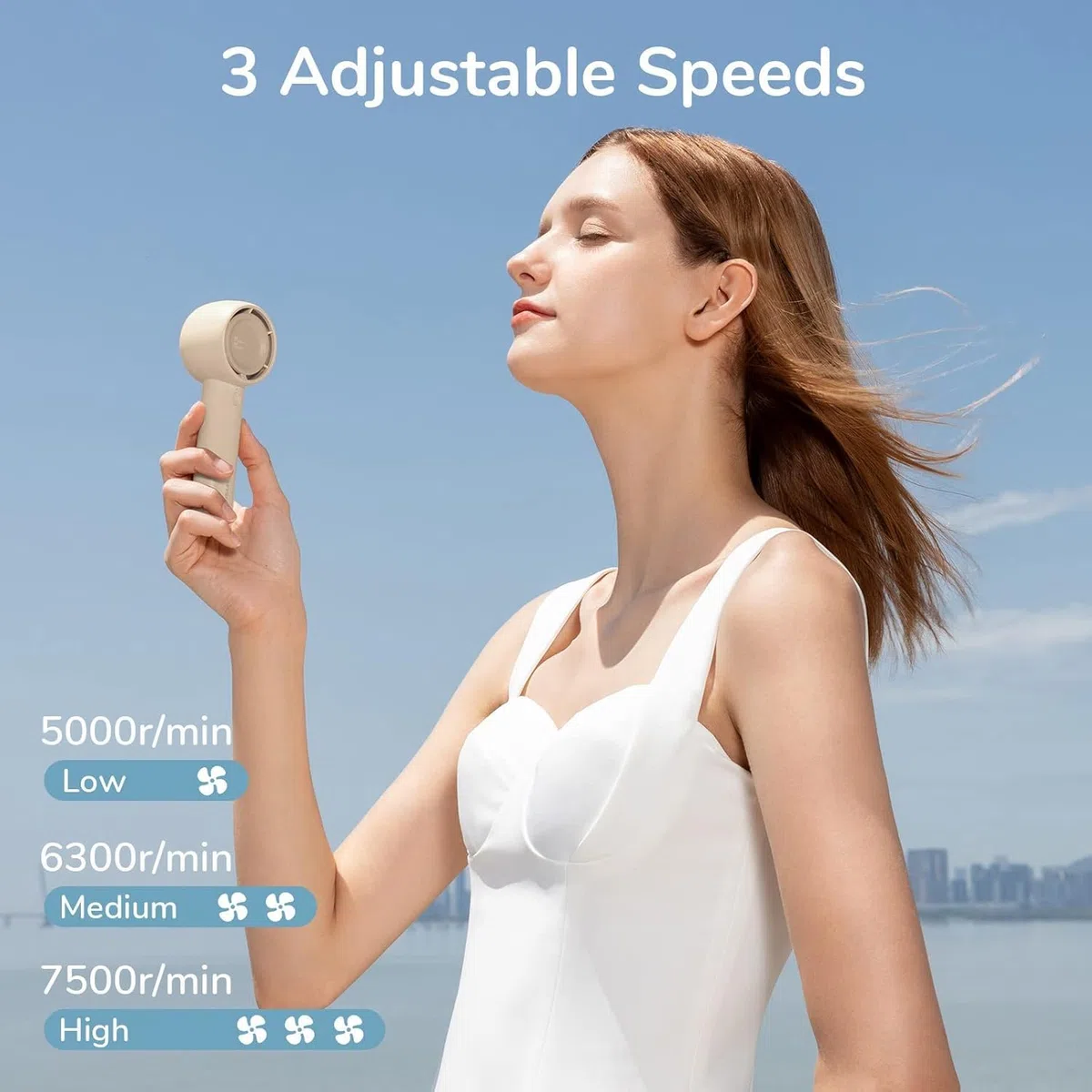 JISULIFE Mini Ventilatore Portatile - Design Sicuro Senza Pale, Potente Ventilatore Turbo Portatile con 3 Velocità, Piccolo Design Tascabile per Viaggi/Lash, Regalo per Ragazze/Donne