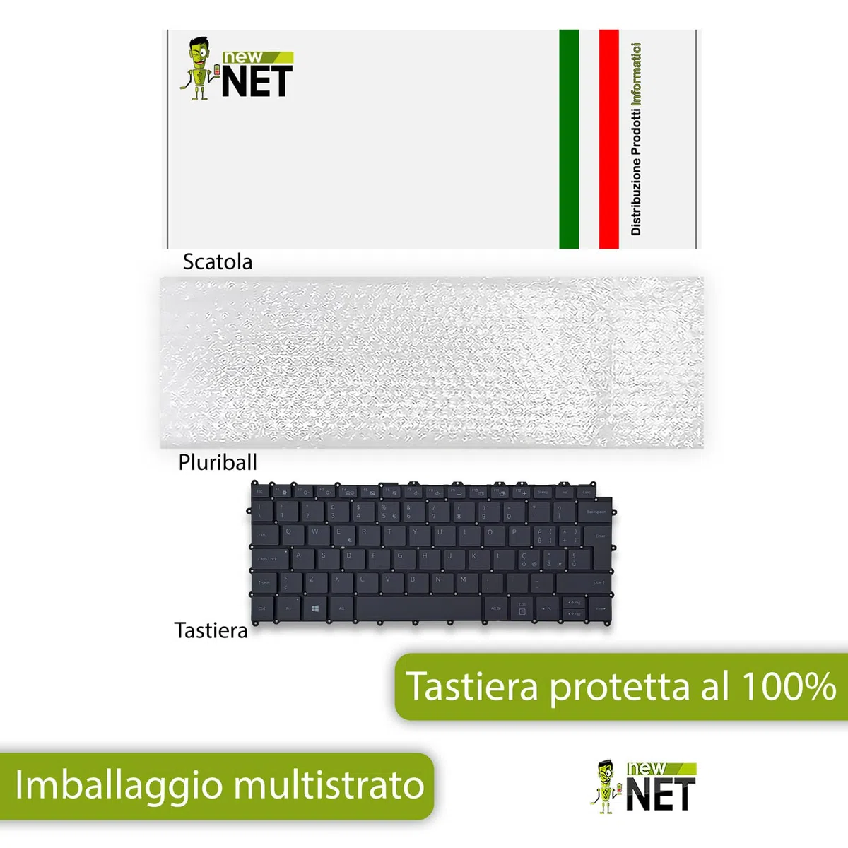 new net - Tastiera compatibile con Samsung Galaxy Book S NP767XCM-K01IT, SM-W767NZNAITV [Senza frame - colore tasti Grigio - Retroilluminata - Layout ITA]