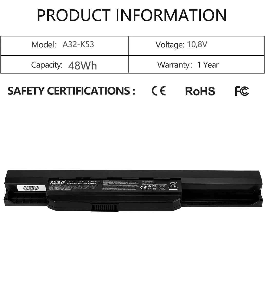 A32-K53 A41-K53 Batteria per ASUS K53 K53E K53S K53SD K53SJ K53SV K53T K53U K53Z X53 X53E X53S X53SV X53U X54 X54C X54H X54L A53 A53E K53TA K53TK X53B X53SC X53SD X53T X53Z Notebook Battery