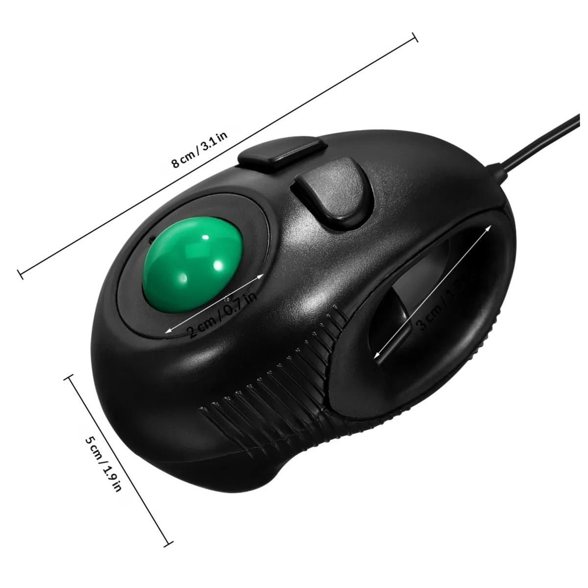 SHINEOFI Mini Mouse Trackball Usb 4d Tre Pulsanti Per Laptop e Pc, Design Compatto e Portatile Nero Scorrimento Pagina Controllato Dal Pollice, Plug and Play Senza Software