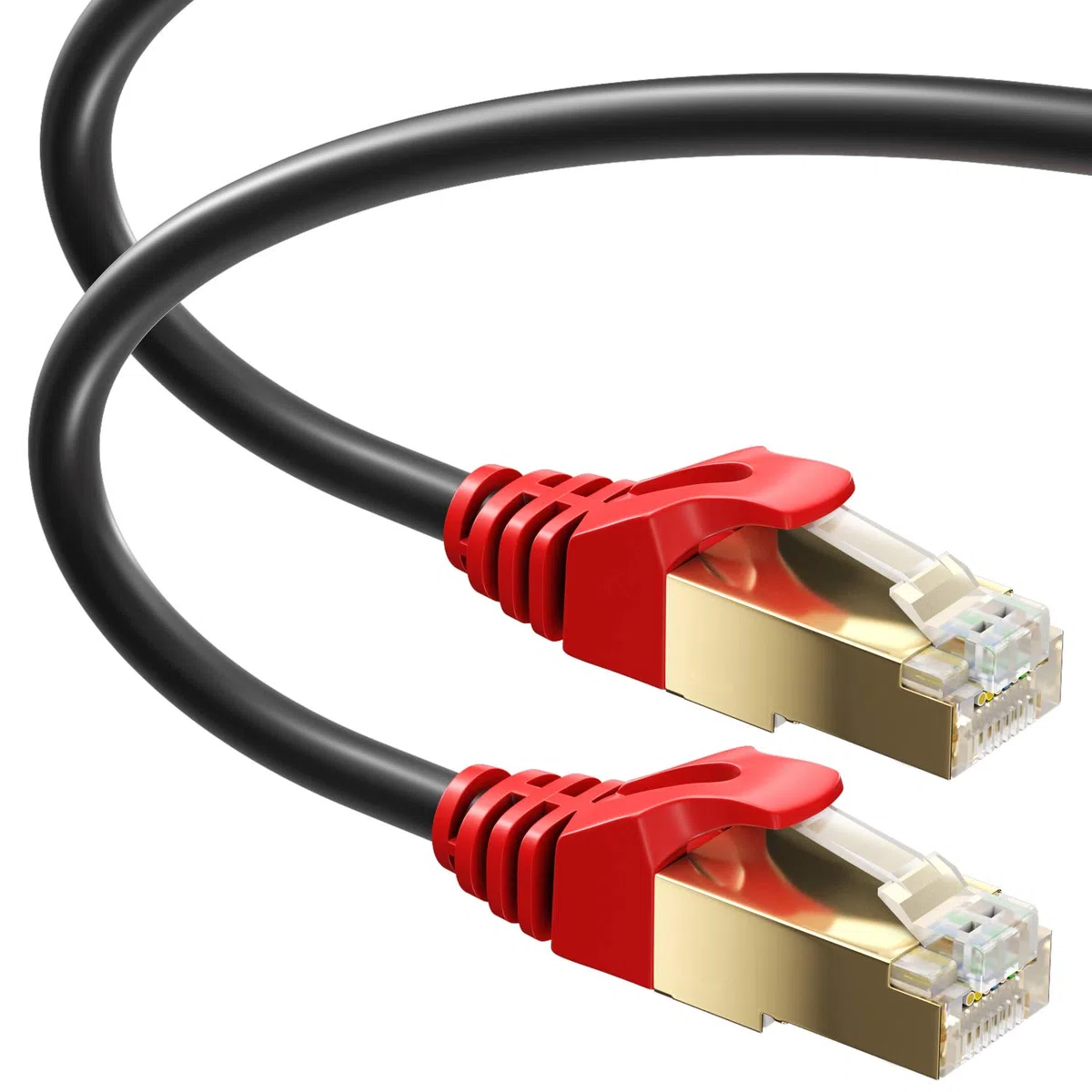 MutecPower 15m Cavo CAT 7 Esterno da impermeabile per uso interramento diretto Cavo di rete Ethernet RJ45 esterna - SSTP - 600 Mhz - Nero 15 metri con fascette e clip