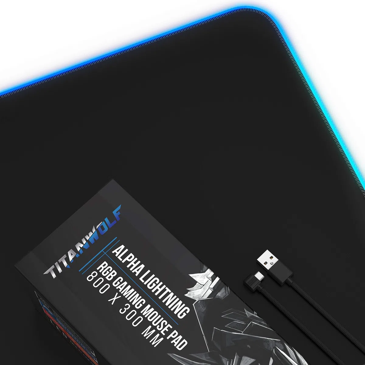 TITANWOLF - RGB Tappetino per Mouse da Gioco XXL - 800x300mm - 11 LED Colori e Effetti di Luce - Precisione e velocità - Lato Inferiore gommato - Lavabile