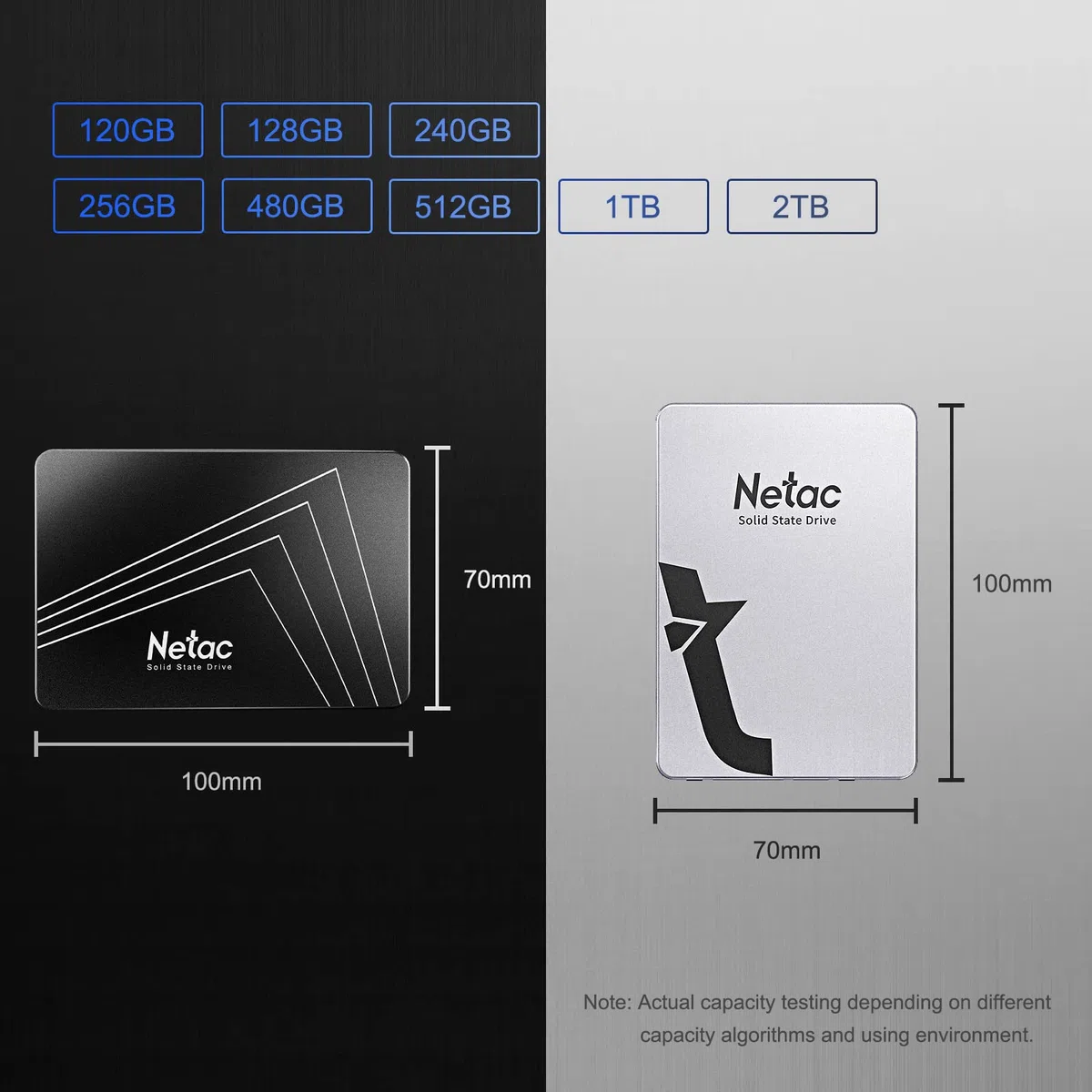 Netac Disco rigido SSD 256 GB, SSD SATAIII da 2,5 '', SSD interno per laptop, velocità di aggiornamento del gioco, grigio argento