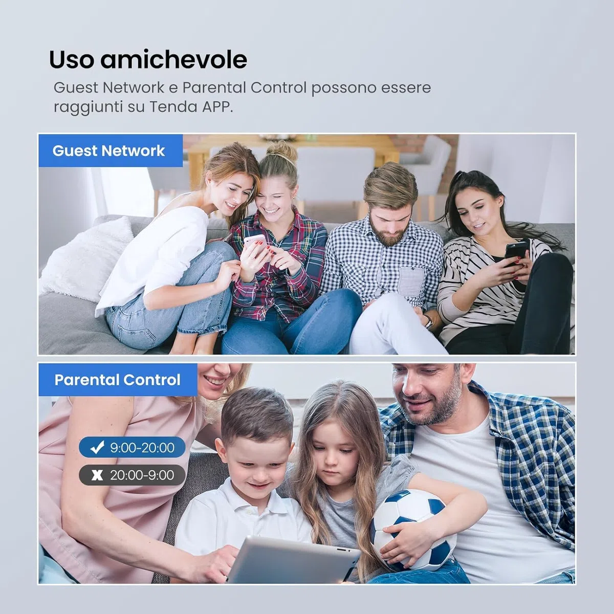 Tenda AC8 Router WiFi AC1200 - Router Wireless Dual Band 5GHz/2.4GHz, Gigabit Porte, Antenne 4x6dBi, Repeater Access Point Mode, Beamforming/MU-MIMO/Controllo APP/IPv6/WPS