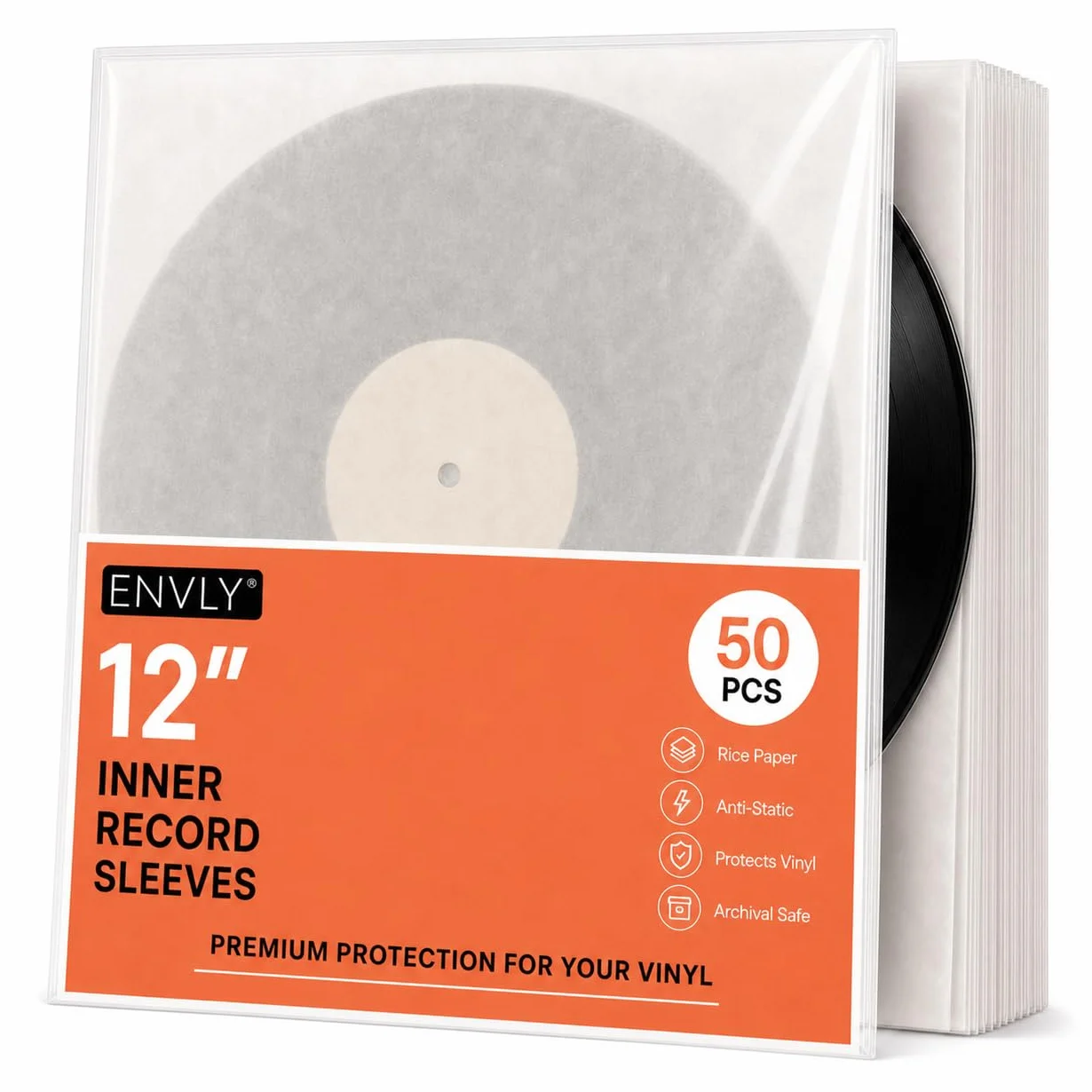 Custodie interne per dischi in vinile (50 pezzi) | carta di riso | antistatica (12")