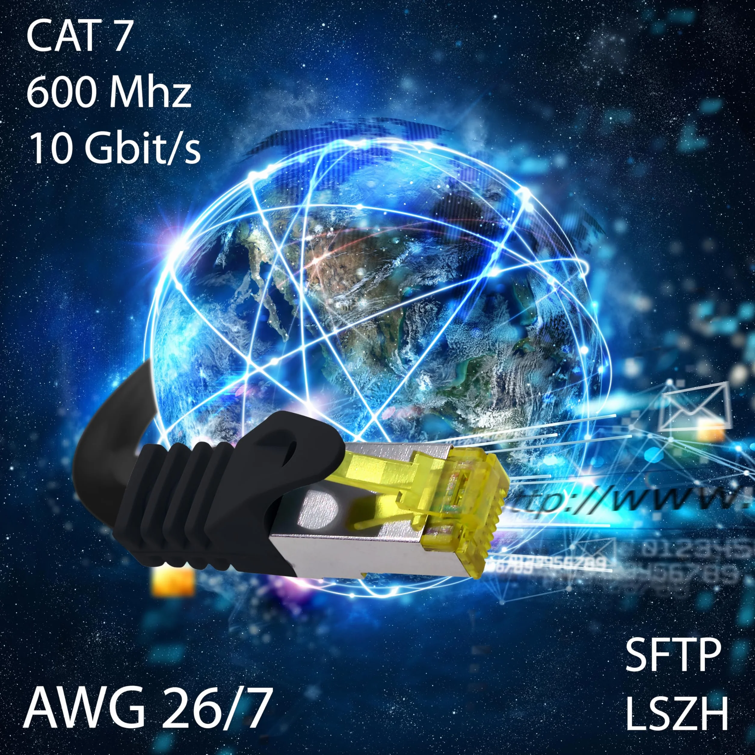 Cavo di rete CAT-7 Cat.7, 10 x 1,0 m, Ethernet, Lan & Patch RJ-45 SFTP 10 GB/s – bianco