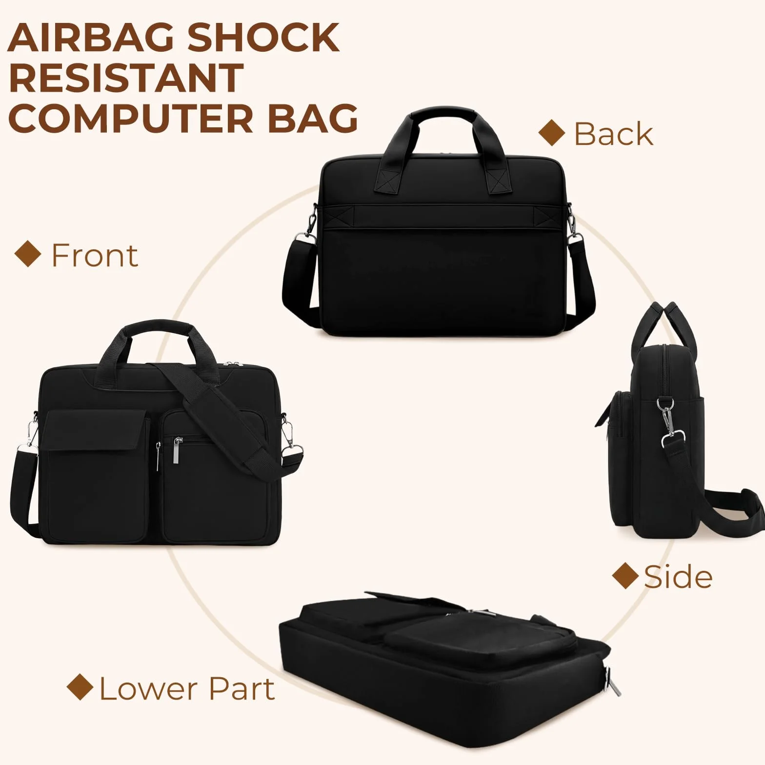 Borsa PC Portatile 15-16,1 Pollici, Borse per Laptop, Borsa a Tracolla per PC, Laptop Custodia, Borse a Tracolla Espandibile per Viaggi/Affari/Scuola/Uomini/Donne