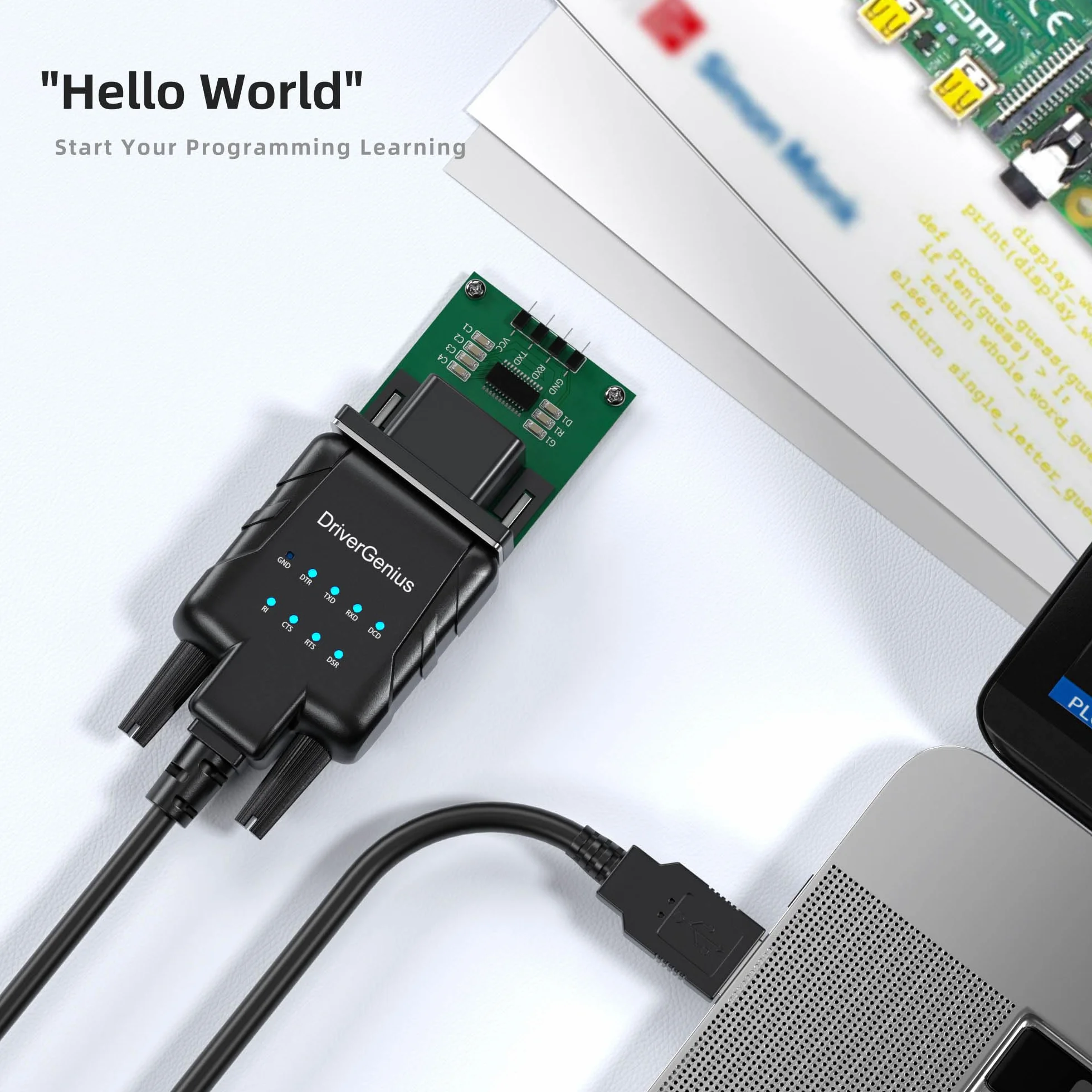DriverGenius SerialPulseX Adattatore USB a Seriale RS232 con 9 LEDs per Comunicazione Automatica Windows 11 macOS Linux