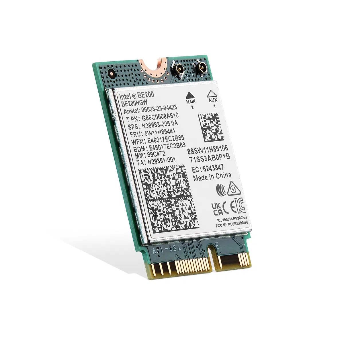 Scheda WiFi7 Binardat M.2 BE200 WiFi Network Adapter, Chip Intel BE200NGW Bluetooth 5.4, 8774Mbps Tri-Band 2.4GHz/5GHz/6GHz OFDMA & MU-MIMO, per laptop Windows 10/11