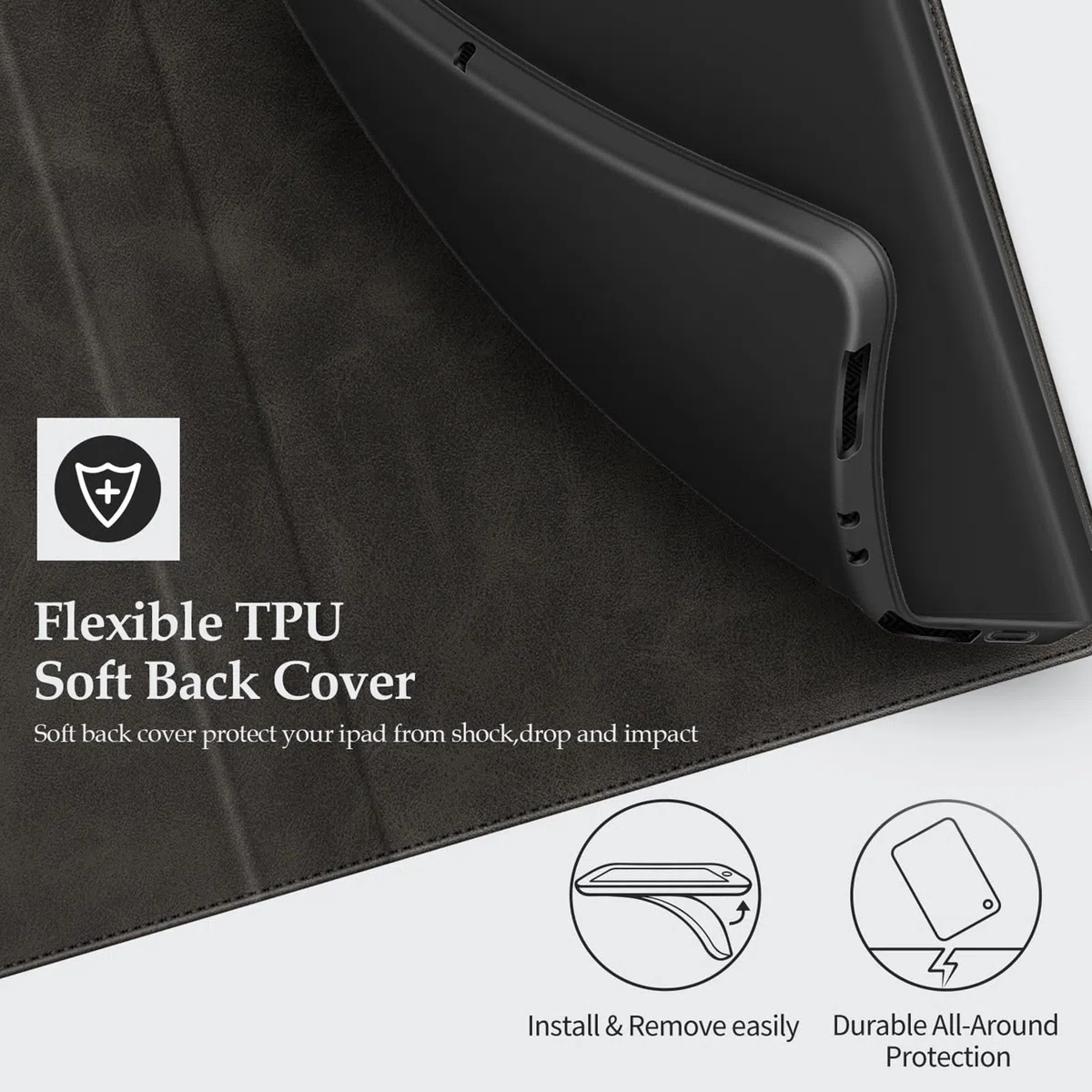 Custodia in Pelle Compatibile con Samsung Galaxy Tab Active 5 Pro 10.1 2025 Custodia Protettiva con Guscio Interno in TPU Silicone, Supporto Integrato(Nero)