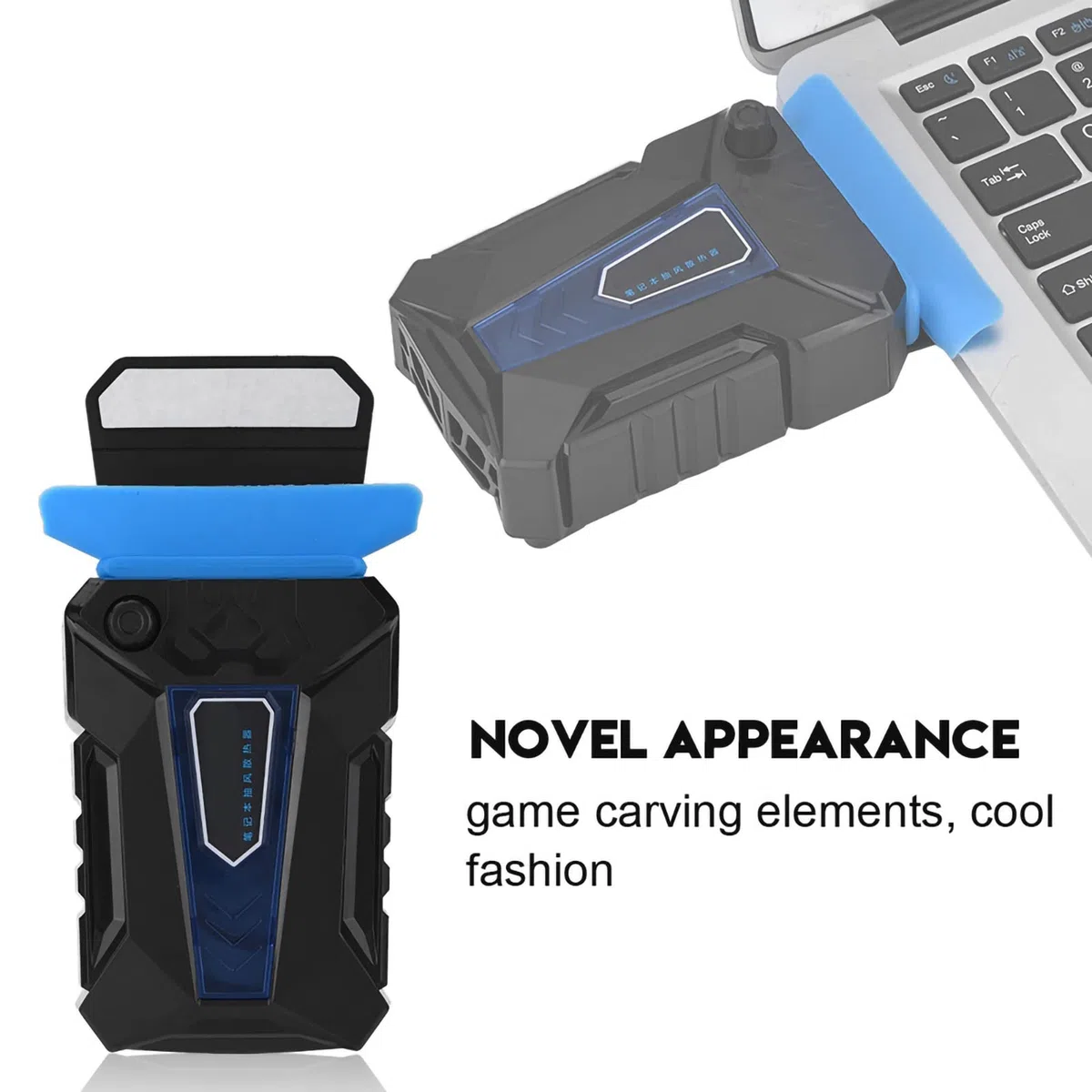 Ventola di Raffreddamento per Laptop, Mini Estrazione Dell'aria Silenziosa ad Alta Potenza, Radiatore per Notebook Intelligente Portatile Antiscivolo su Entrambi I Lati, Rilevamento Automatico Della