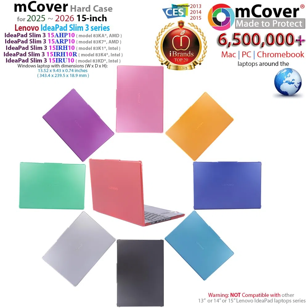 mCover Custodia compatibile solo per computer Windows Lenovo IdeaPad Slim 3 15AHP10 / 15ARP10 / 15IRH10 / 15IRH10 / 15IRU10 da 15" (non compatibile con altri modelli Lenovo) (nero)