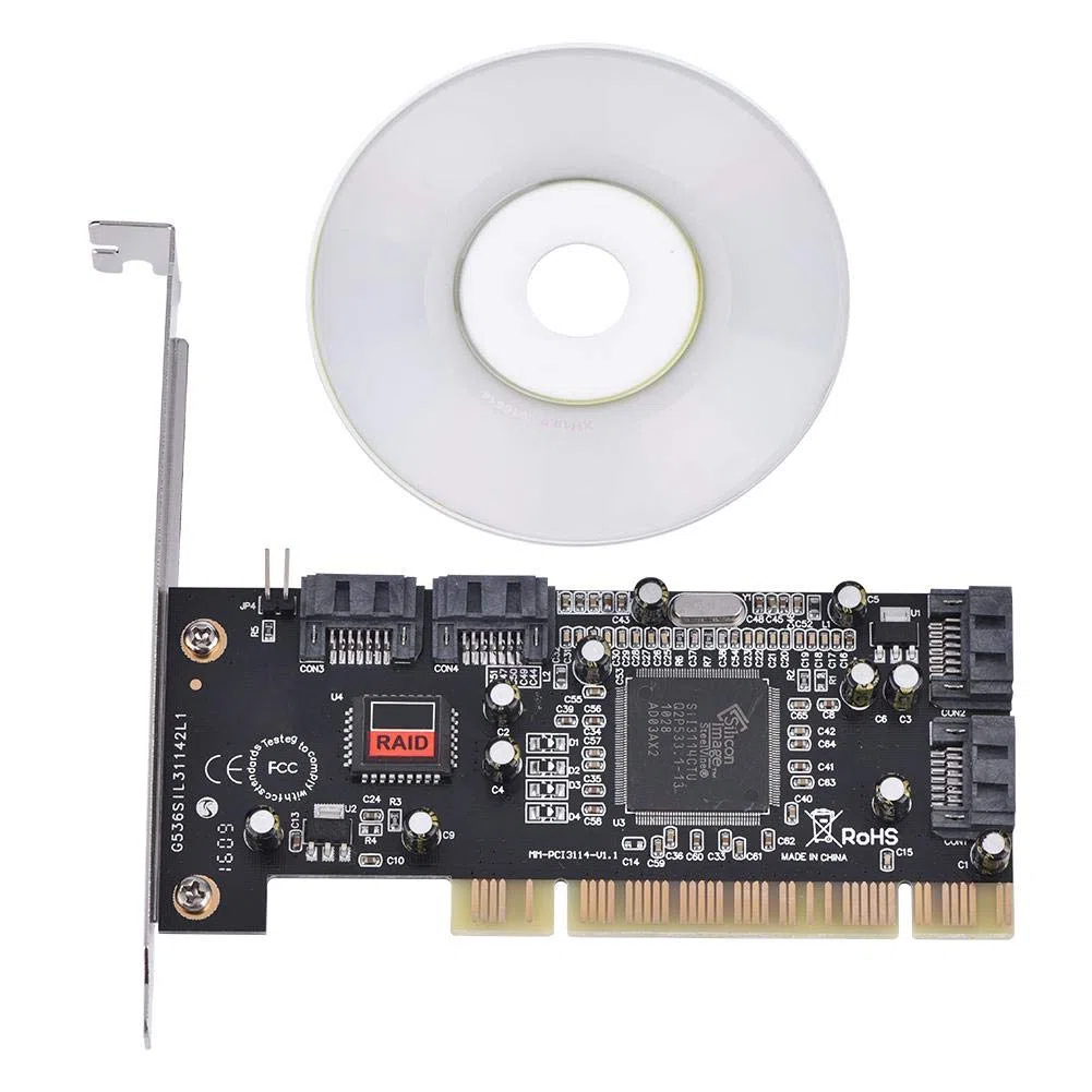 Bewinner Scheda Adattatore da 4 Porte Pci a Sata Raid Card Pci Express a Sata da 1,5 Gbps Sil3114 Chipset Raid Controller Scheda Adattatore Supporto 4 Dischi Rigidi