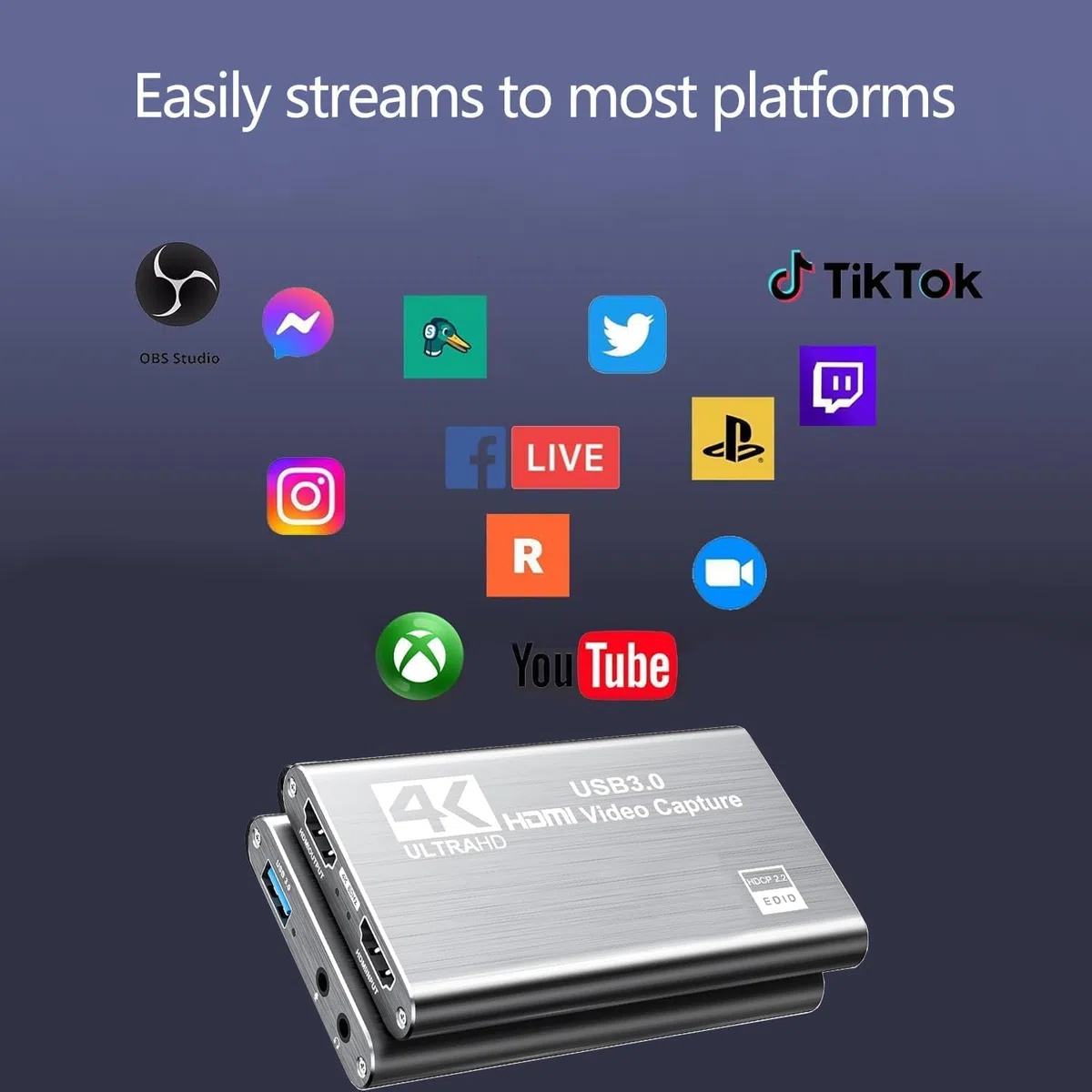 4K HDMI Video Capture Card,USB3.0 1080P 60FPS Video Recorder,Nintendo Switch Capture Card per streaming Gaming e Broadcasting,funziona con Xbox Series X/S,Xbox One X/S,PS4,OBS,fotocamera,PC (Gray)