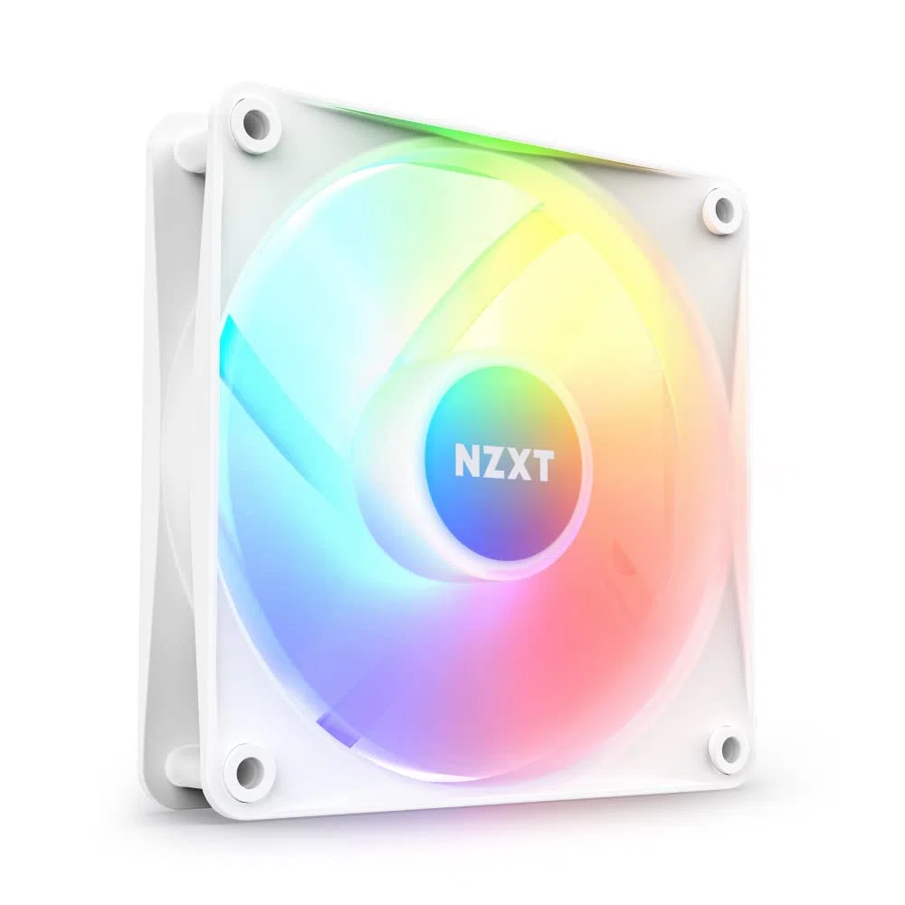 NZXT F120 RGB Core - RF-C12SF-W1 - Ventola RGB montata su hub 120mm - 8 LED indirizzabili singolarmente - Valori elevati di pressione statica e di flusso d’aria - Controllo PWM - Bianco