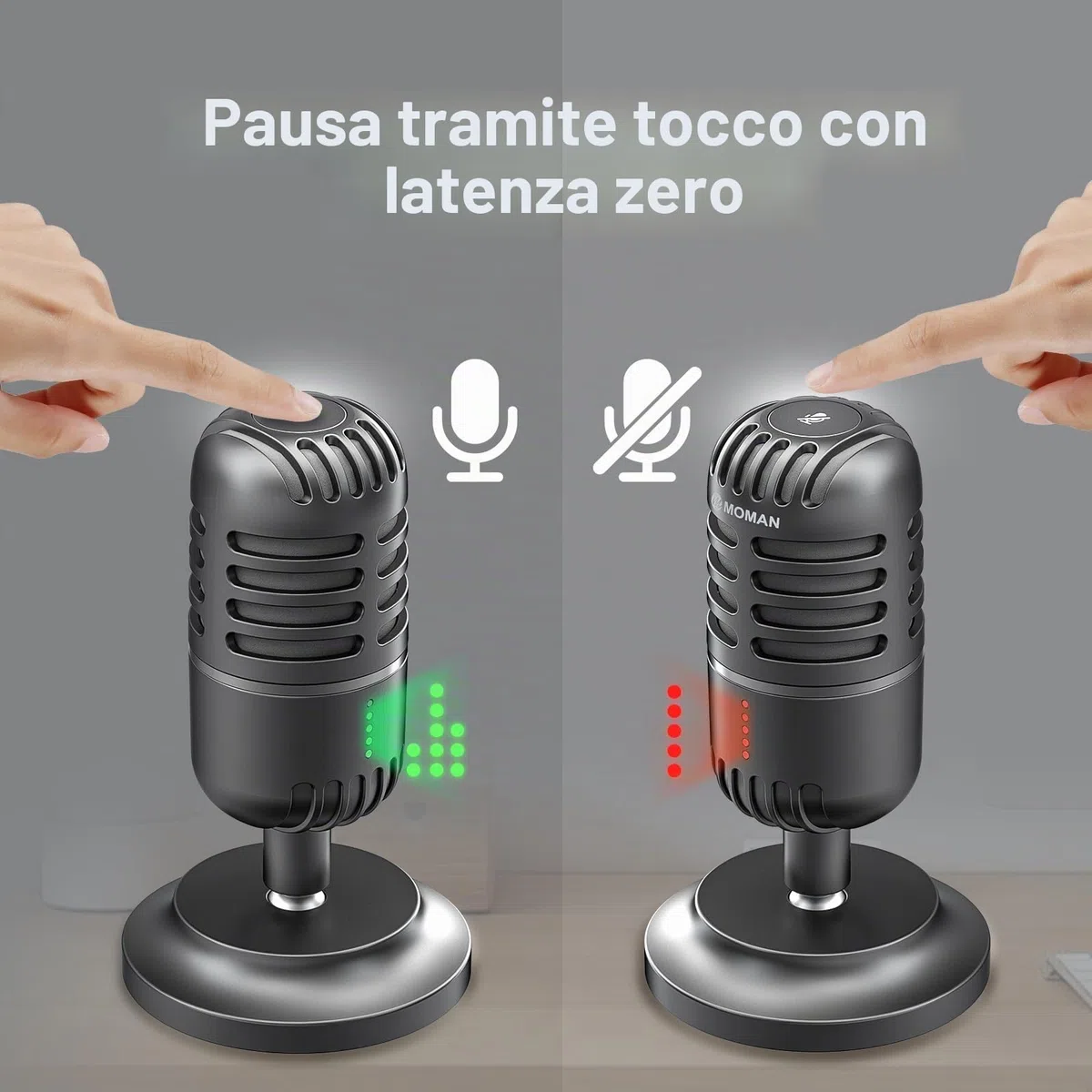 Microfono pc, microfono streaming per PC, PS4, PS5, condensatore microphones USB C per giochi, podcast, registrazioni, streaming, con muto/gain, adattatore per telefono, compatibile con Mac, Winows