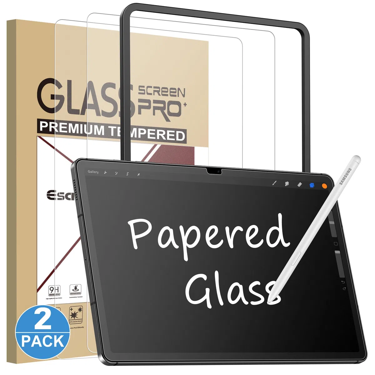 Esanik 2 Pezzi Effetto Carta Pellicola Protettiva per Samsung Galaxy Tab S10 FE 10,9" 2025/ S9 FE 5G 10,9" 2023/S9 11", Opaco Vetro Temperato Prottetiva Opaca Antiriflesso, Feel like Paper per Disegno