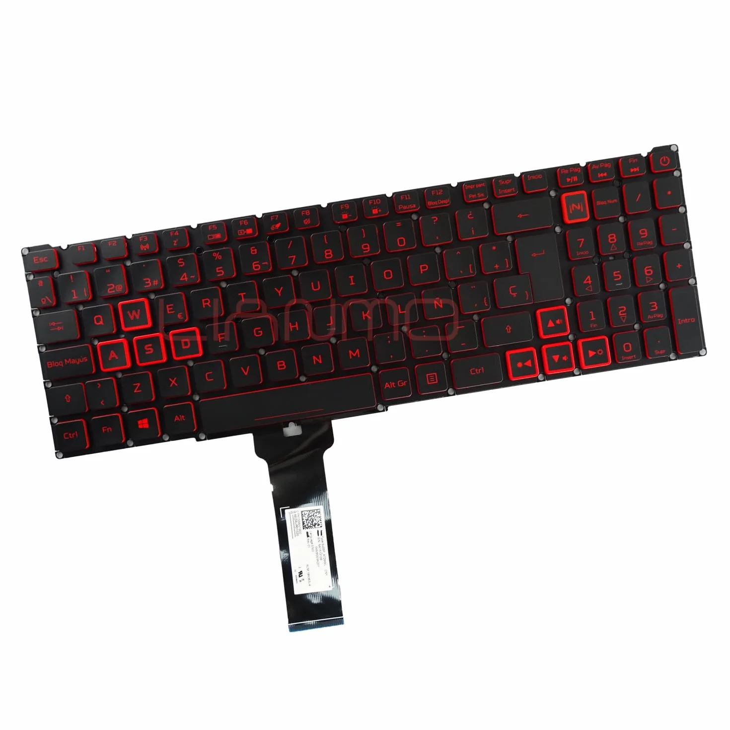 Tastiera di ricambio retroilluminata per Acer Nitro 5 AN515 AN517-51 AN517-52 AN715-51 distribuzione spagnola