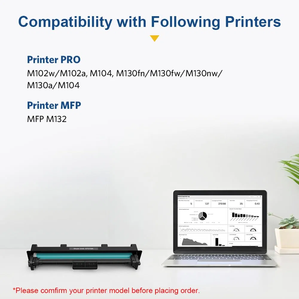 CF219A Tamburo Compatibile per HP CF219A 19A per HP Laserjet PRO M102 M102a M102w Laserjet PRO MFP M130 M130a M130fn M130fw M130nw M132 M132a M132fn M132fp M132fw M132nw M132sfnw(1 Tamburo)