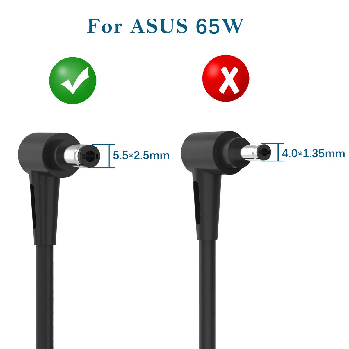 65W Caricatore PC Portatile per ASUS W15-065N1B AD887020 PA-1650-66 F550 F550C F555 F555L F552C F551C F515 F505Z F505 F554L X551C X555 X555L X554L X550C K501U A555L 19V Alimentatore Notebook per ASUS