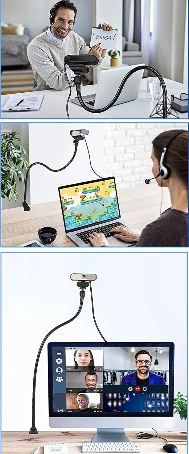 Webcam Stand 27" regolabile a collo di cigno Desktop Camera Mount Hoder for Logitech Webcam C925e C922 C930 C920 C615 e più (filettatura 1/4")