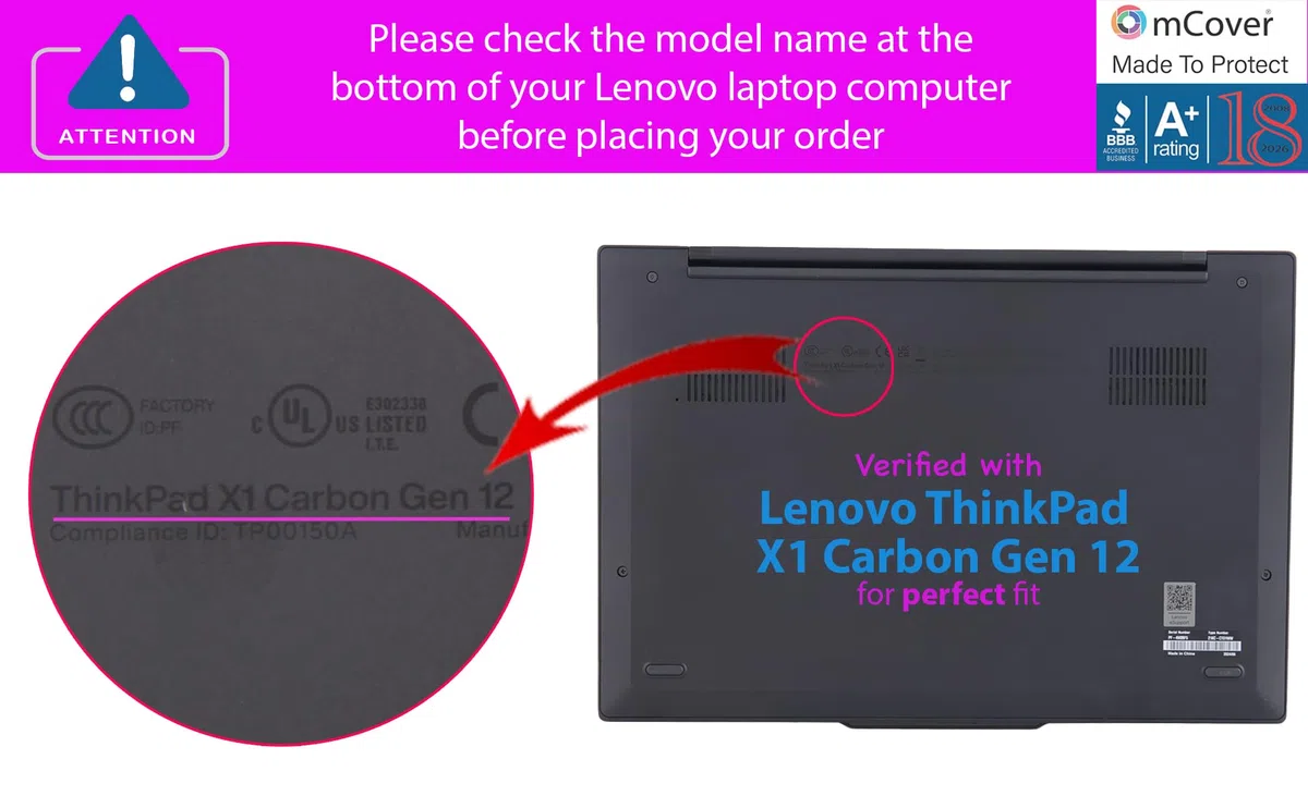 mCover Custodia rigida compatibile solo per notebook Lenovo ThinkPad X1 Carbon Gen 12/13 da 14" 2024-2025 (con cerniera a 180 gradi, non compatibile con altri modelli Lenovo) - Trasparente