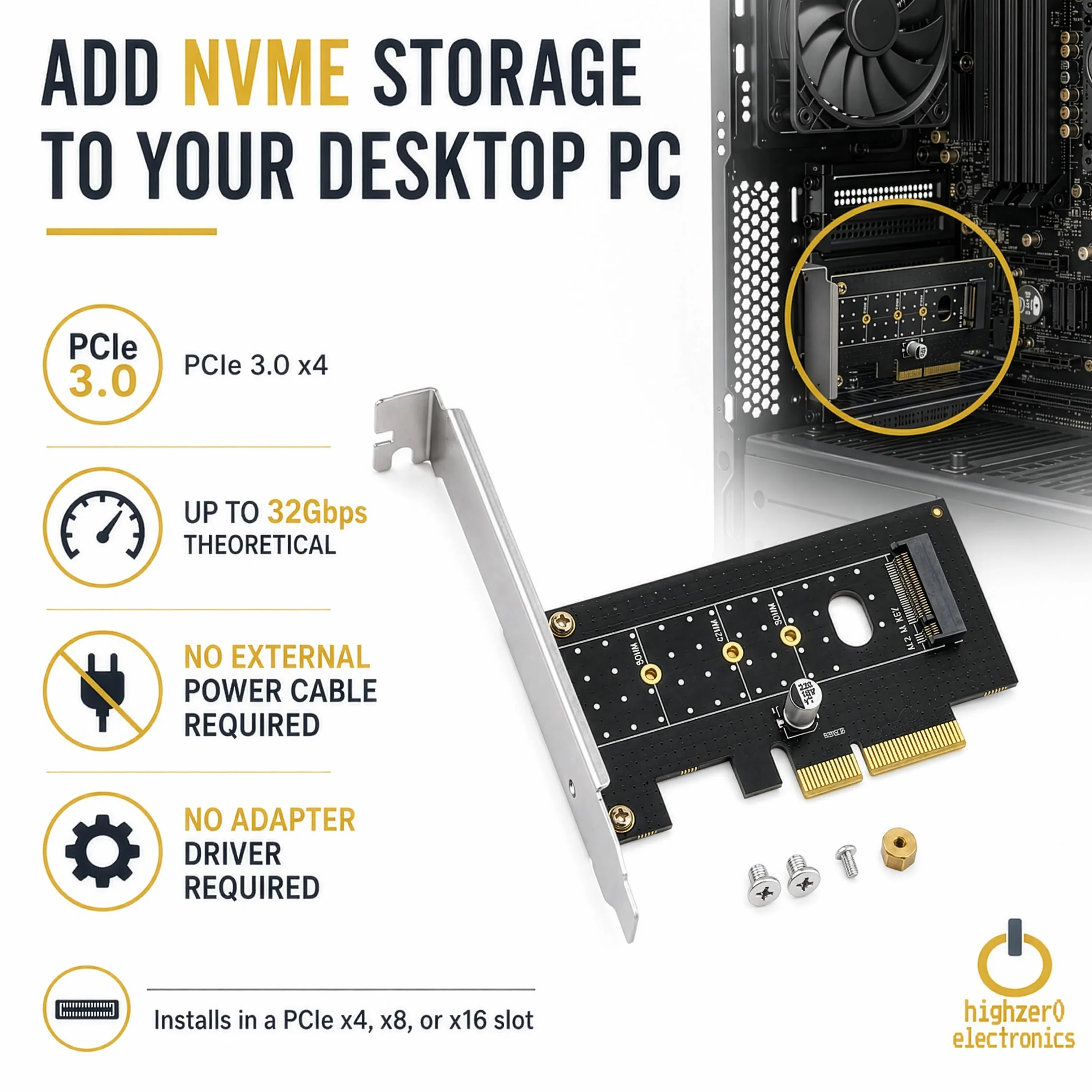M.2 NVMe SSD NGFF to PCIE X4 Adapter M Key Interface Card Support PCI-e PCI Express 3.0 x4 2230-2280 Size M2 SSD M2 PCIE Adapter (M.2 SSD to PCIe x4)