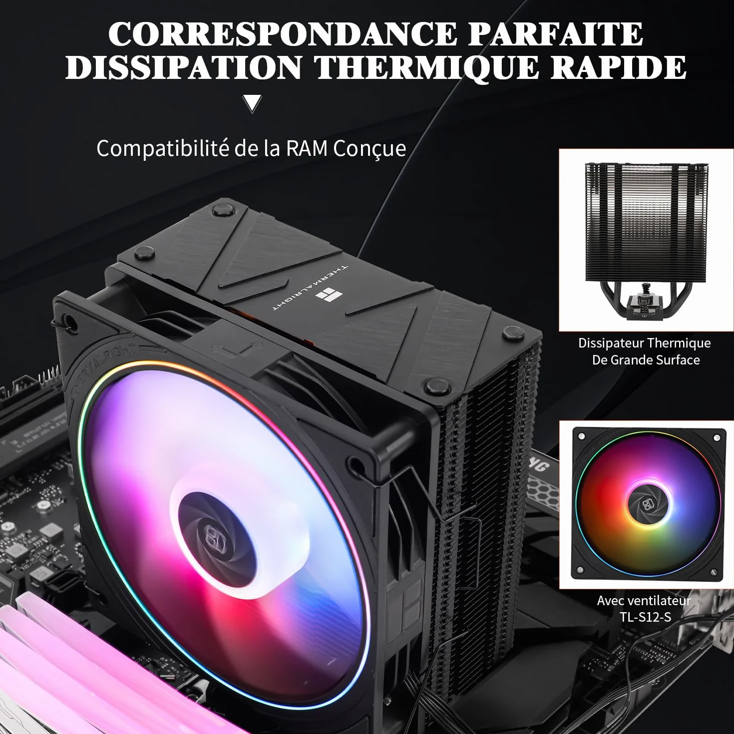 TR Assassin Spirit 120 EVO Nero CPU, 120mm PWM Quiet Fan ARGB CPU Air Cooler, AGHP 4th Technology, Supporto Intel lga1700/1150/1151/1200, AMD AM4 AM5, Refrigeratore d'oro