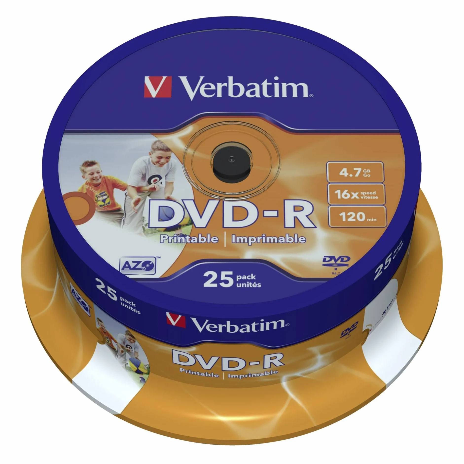 Verbatim® - DVD-R Full Printable Mandrino scrivibile monouso, 4,7 GB, 16 x (25 pezzi), 1 confezione da 25 pezzi, Bianco