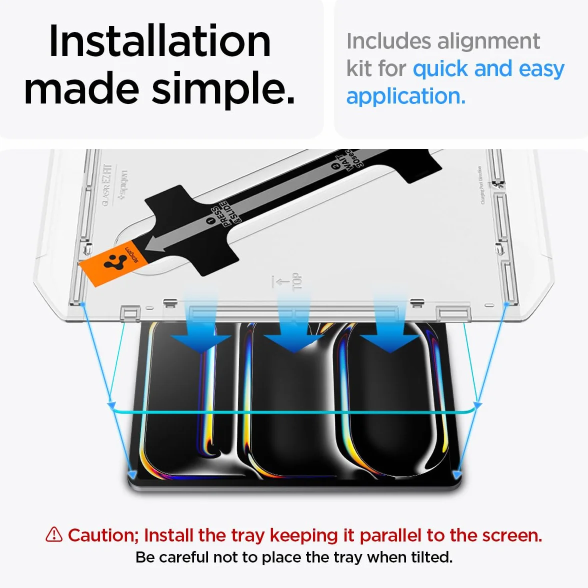 Spigen Glas.tR EZ Fit Vetro Temperato compatibile con iPad Pro 13 pollici M5 (2025), iPad Pro 13 pollici M4 (2024), Installazione Facile, Cristallino, Anti-graffio, Durezza 9H Pellicola prottetiva