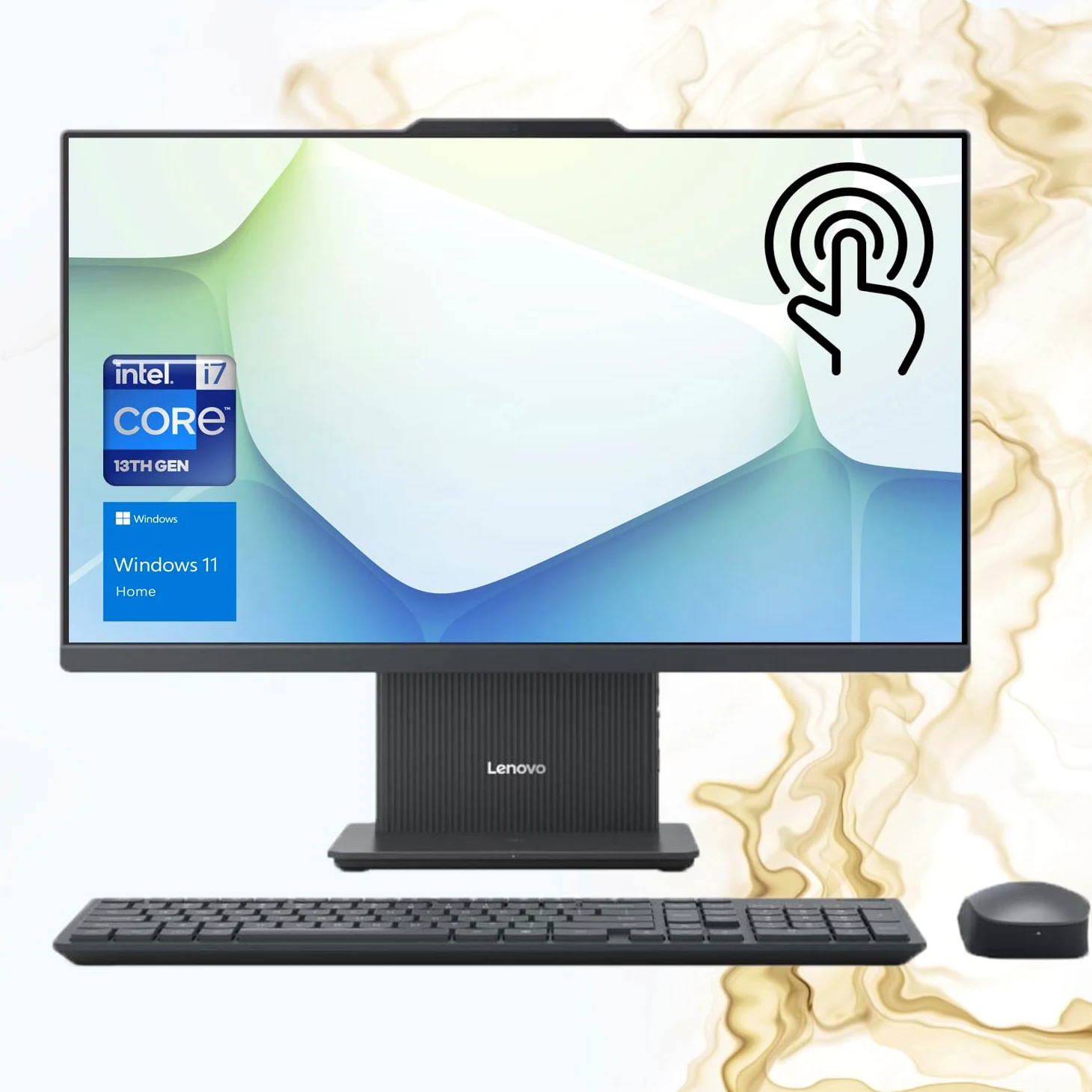 Lenovo IdeaCentre I Gen 9 All-in-One, 27" FHD 100Hz Touchscreen, Intel Core i7-13620H, RAM DDR5 da 32 GB, SSD PCIe da 1 TB, KB e mouse wireless, HDMI, RJ-45, Wi-Fi 6, webcam, Win 11 Home, grigio