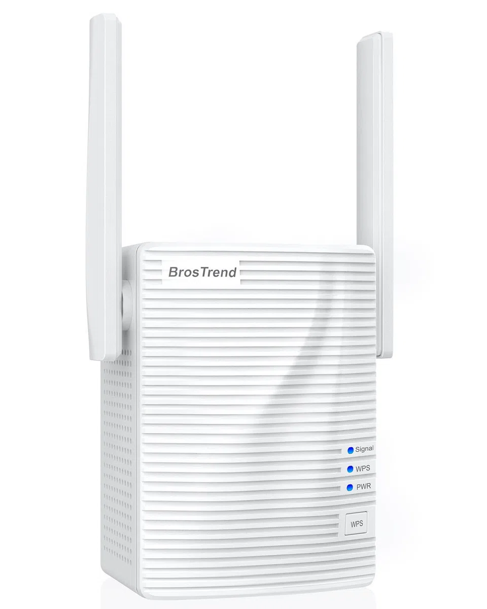BrosTrend Ripetitore WiFi Potente per Casa, AC1200 WiFi Extender Dual Band Amplificatore Segnale Wi-Fi, 1 Porta LAN Potenziatore Segnale Wi-Fi Compatibile con Tutti i Modem Router Inclusi Fibra e ADSL