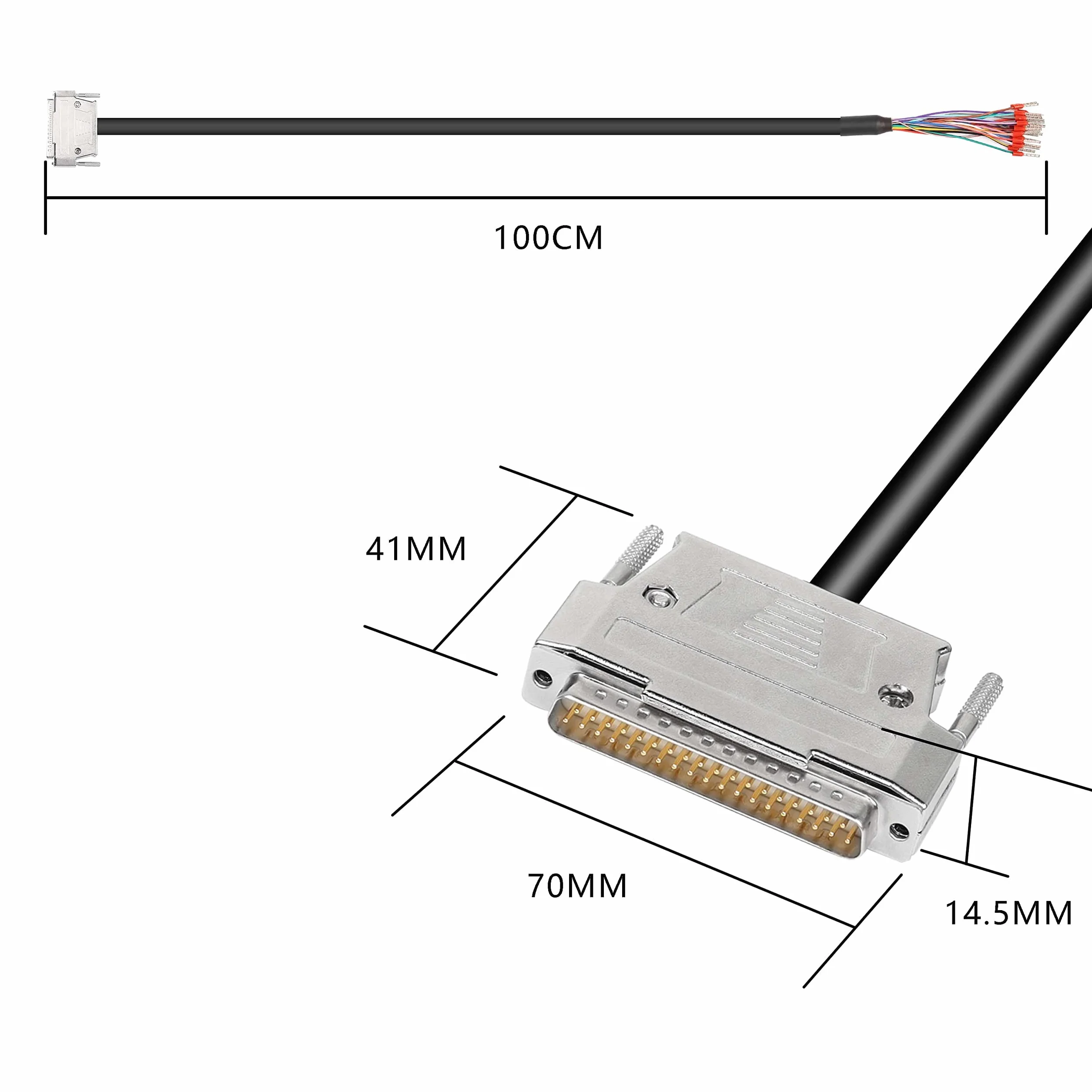 XMSJSIY DB37 Adattatore connettore cavo di estensione seriale 37 pin Salderless cavo di ricambio di rottura porta 37 pin con cavo nudo - 1M (DB37 maschio)
