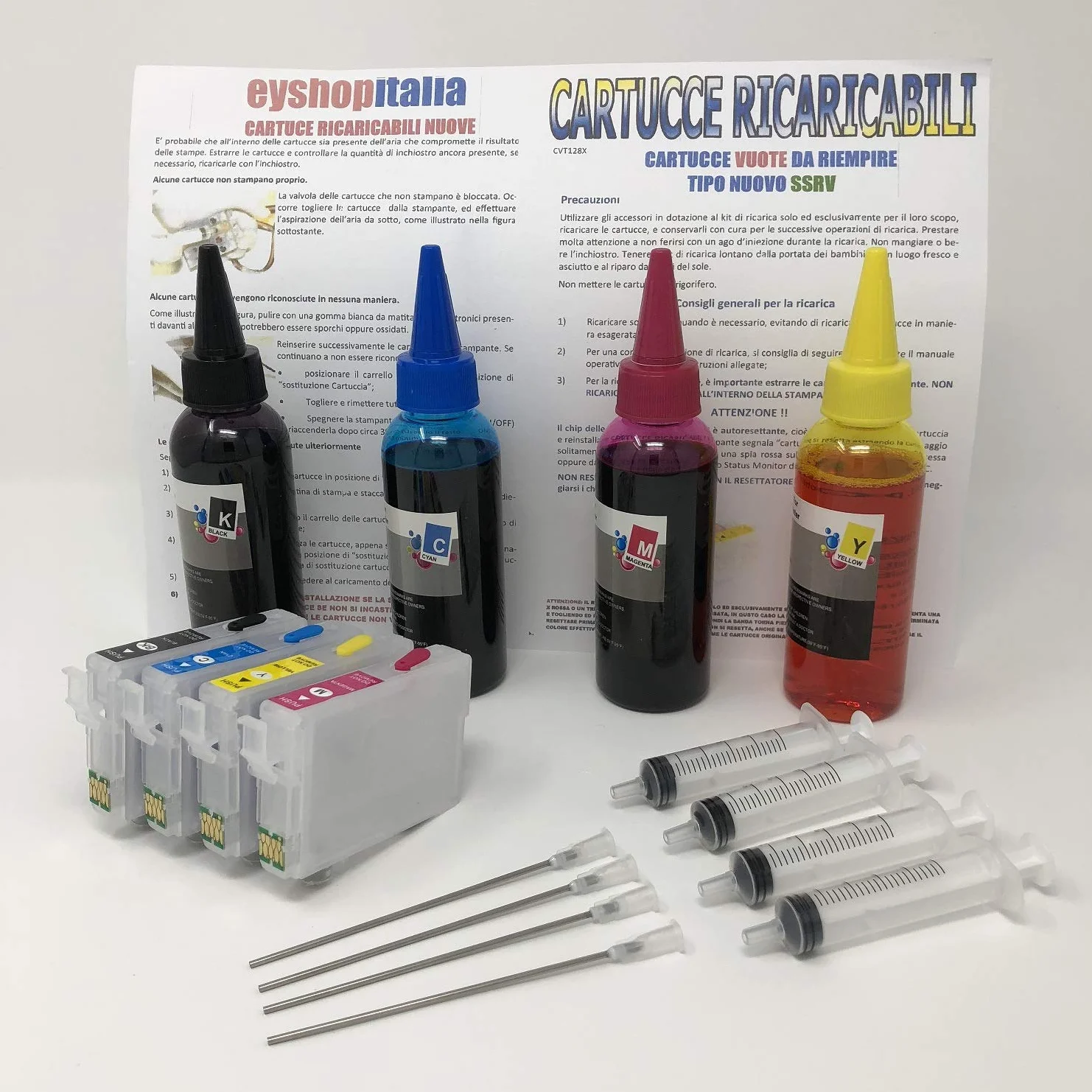 CARTUCCE RICARICABILI COMPATIBILI PER EPSON TIPO 603XL, SOSTITUISCE KIT ORIGINALE MULTIPACK STAMPANTE WF-2810DWF WF-2820 WF-2830DWF WF-2840 WF-2845 WF-2870 WF-2835DWF WF-2850DWF AUTO RESET