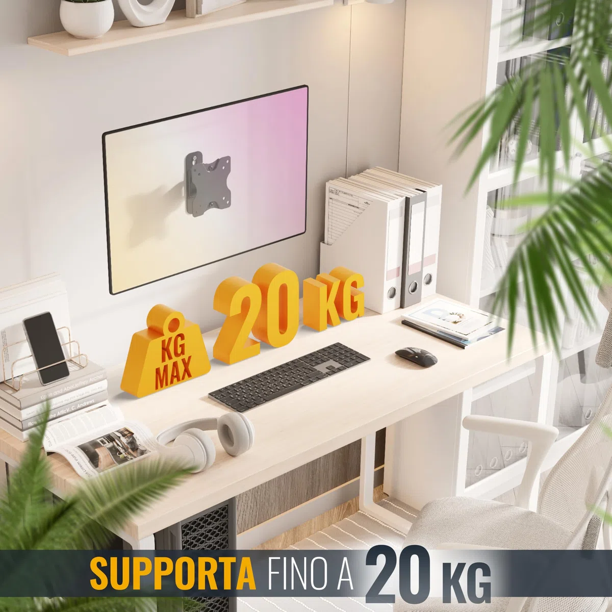 RICOO S3711 Supporto monitor da parete Staffa schermo 13-34 pollici per 13 34 pollici girevole inclinabile fino a 20 kg max VESA 100x100
