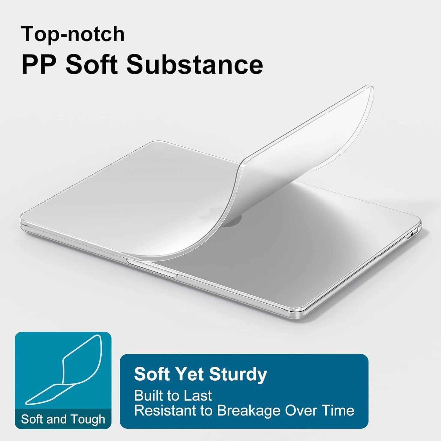 Cover in PP Morbida Opaca per MacBook Air 13,6" 2026-2022 M5 M4 M3 M2 A3449 A3240 A3113 A2681, Leggero e Perfettamente Adattato, Custodia Protettiva in Plastica+Tastiera EU, Bianco Opaco