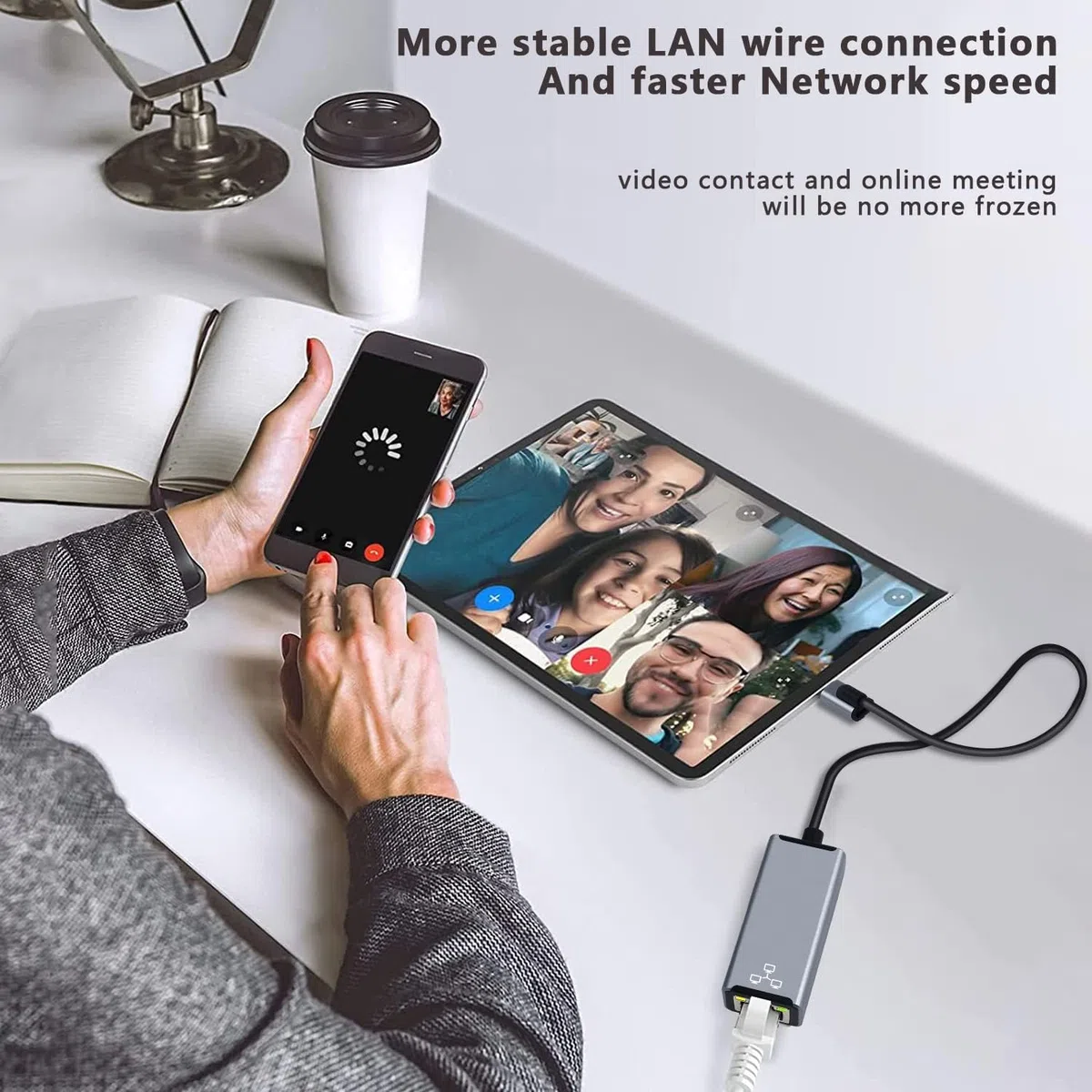 Adattatore da Lightn1ing a Ethernet,100Mbps RJ45 con porta di ricarica,compatibile con i-Phone/i-Pad/i-Pod