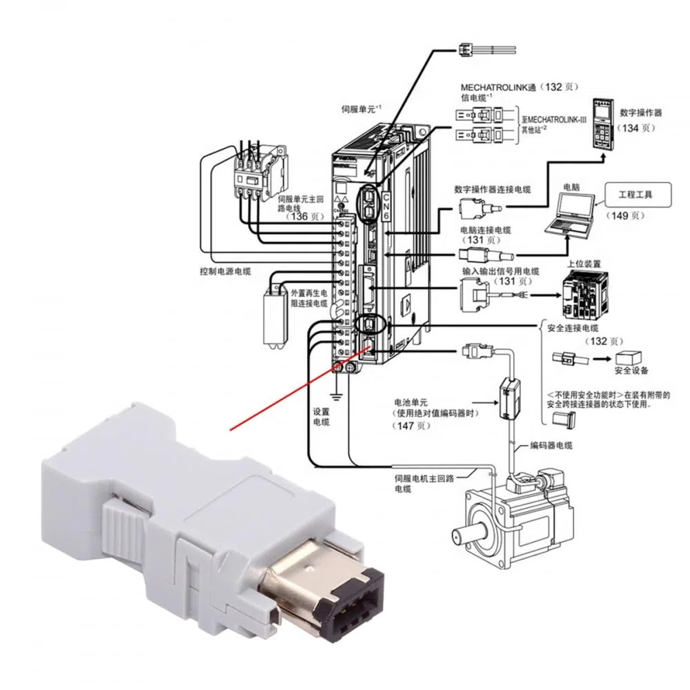 CY Connettore I/O SM-6P IEEE 1394 6Pin CN3 Plug 55100-0670 maschio JZSP-CMP9-1-E compatibile con Yaskawa Panasonic Servo 54280-0609