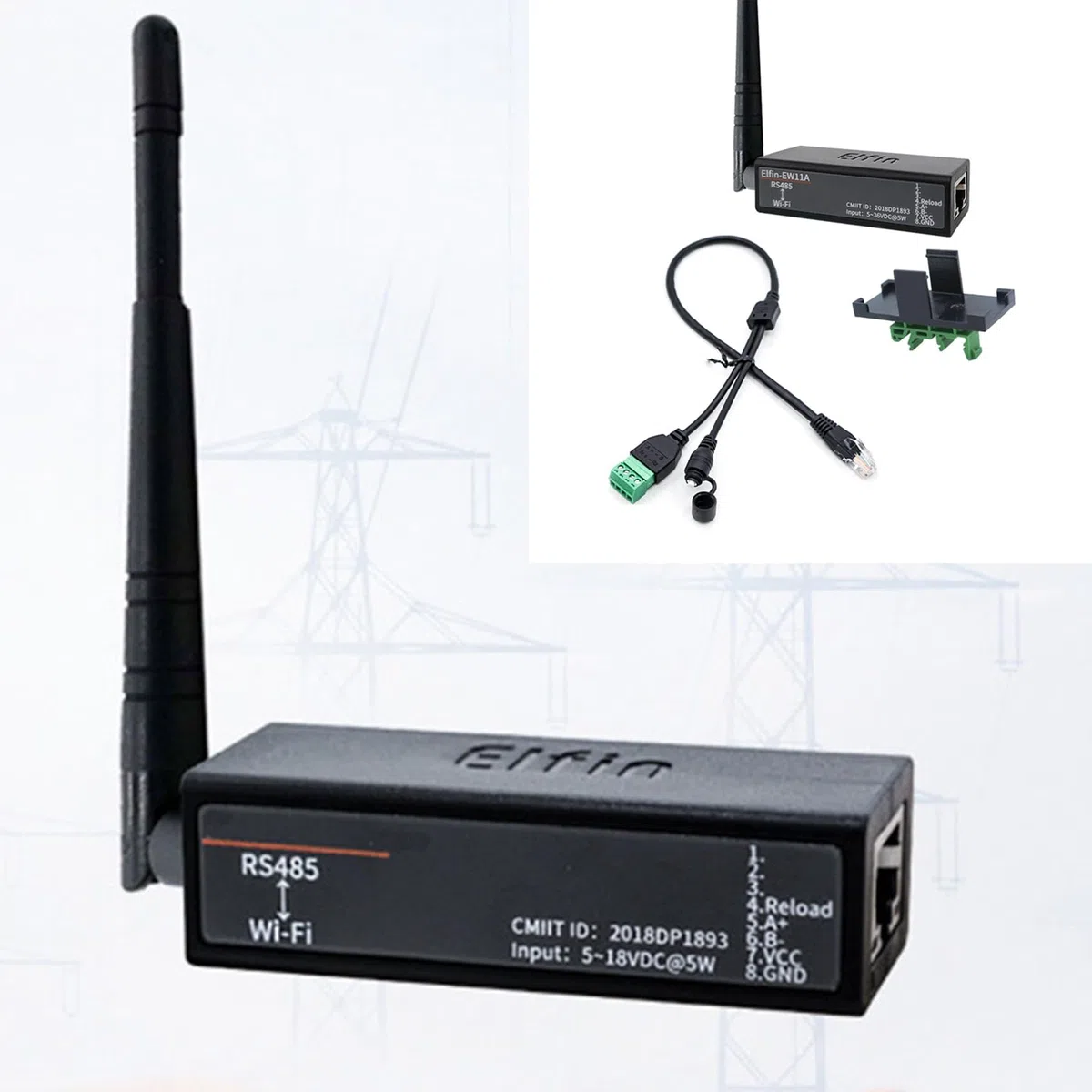 Jevina RS485 to WiFi Converter -EW11A-0 Modbus Protocol trasferimento dati via WiFi, supporto 802.11bgn