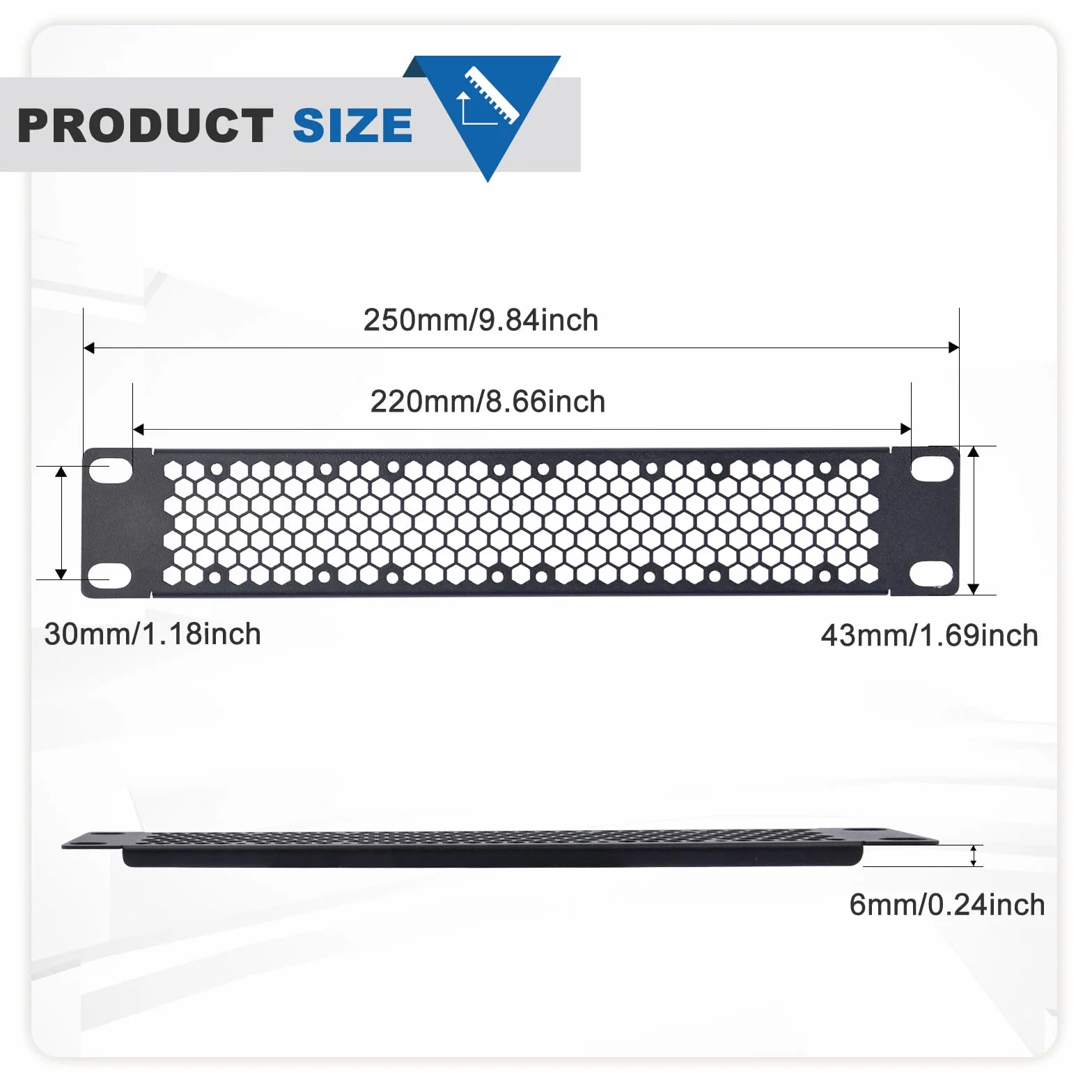 GeeekPi Pannello vuoto ventilato 1U da 25,4 cm, piastra di montaggio per rack DeskPi RackMate T0/T1/T2/T0 Plus/T1 Plus/TL1 e rack per server rack da 10" (nero, 2 pezzi)