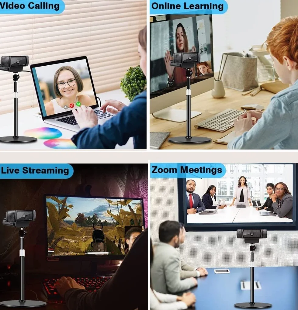 Supporto per webcam da scrivania compatibile con Logitech Brio C920 C922 C930 C925 C615 Streamcam webcams, compatibile con iPhone e Samsung telefoni cellulari