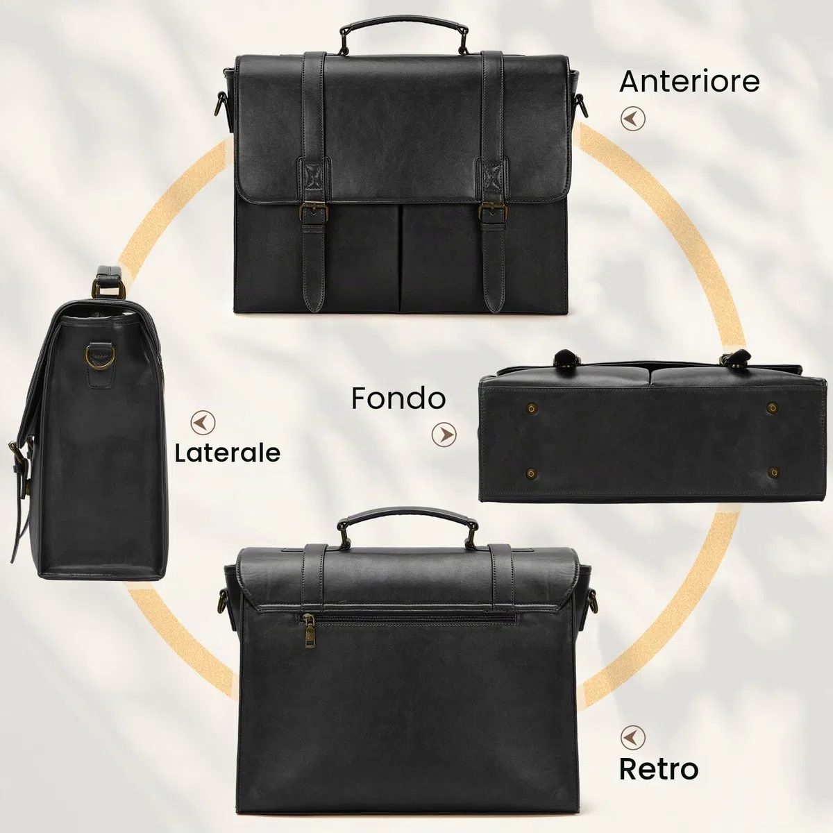 RAINSMORE Borsa Porta PC 15.6 Pollici Lavoro Uomo Ufficio in Pelle PU a Tracolla Documenti Computer Portatile Impermeabile