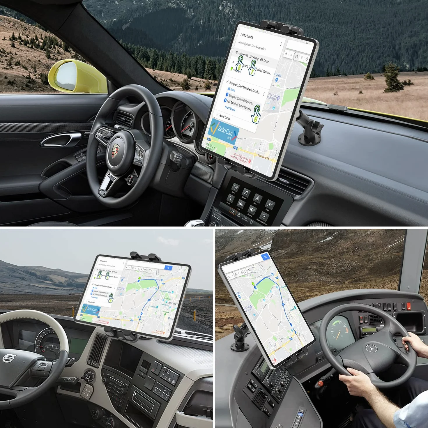 Supporto Tablet Auto, Supporto Tablet Muro per iPad/iPad Mini iPhone, Tutti Smartphone e Tablet da 4,7-13,5 Pollici, Regolabile Porta da Parete per Tablet per Auto, Camion, Muro, Scrivania