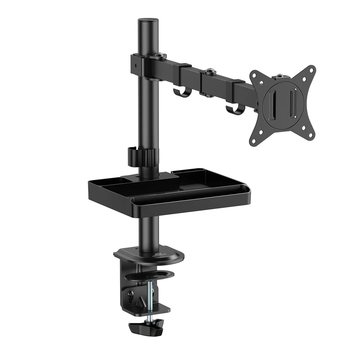 AD ADVANCE - XTENDMOUNTS Single, Supporto Monitor PC da 17 a 32 pollici, Compatibile VESA 75x75 e 100x100, Altezza e Inclinazione Regolabili, Porta Tablet e Smartphone Incluso