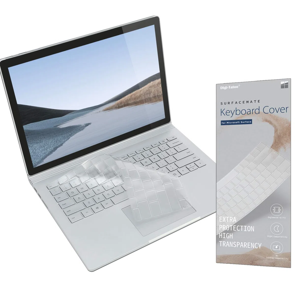 SurfaceMate Pellicola protettiva per tastiera per Microsoft Surface Book 3/Book 2/Laptop 2 13,5''/15'' 2020/2017/2018 Release, Premium Ultra Sottile 0,18 mm, Alta Trasparenza, Layout