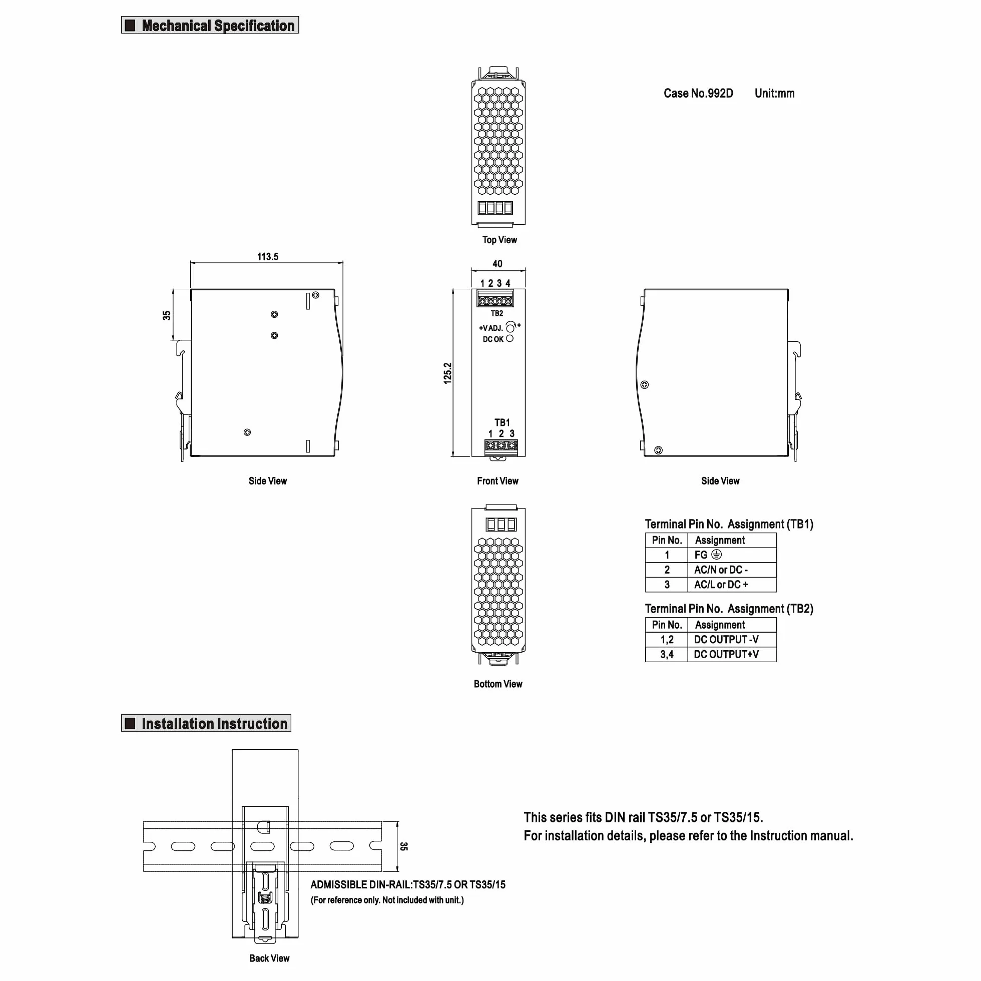 MeanWell NDR-120-24 - Alimentatore di rete DIN RAIL 120 W, 24 V, 5 A